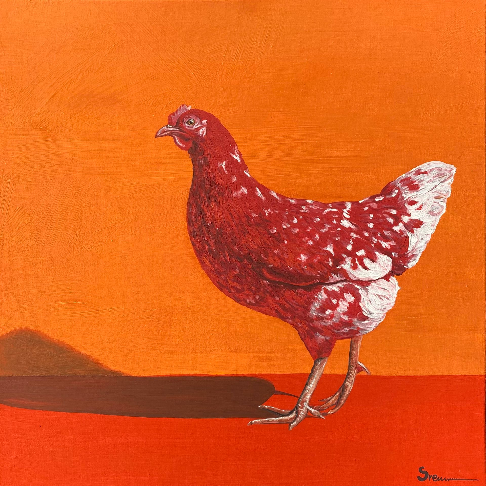 Светлана Евсеева (Картина, живопись - 
                  50 x 50 см) Красный на оранжевом