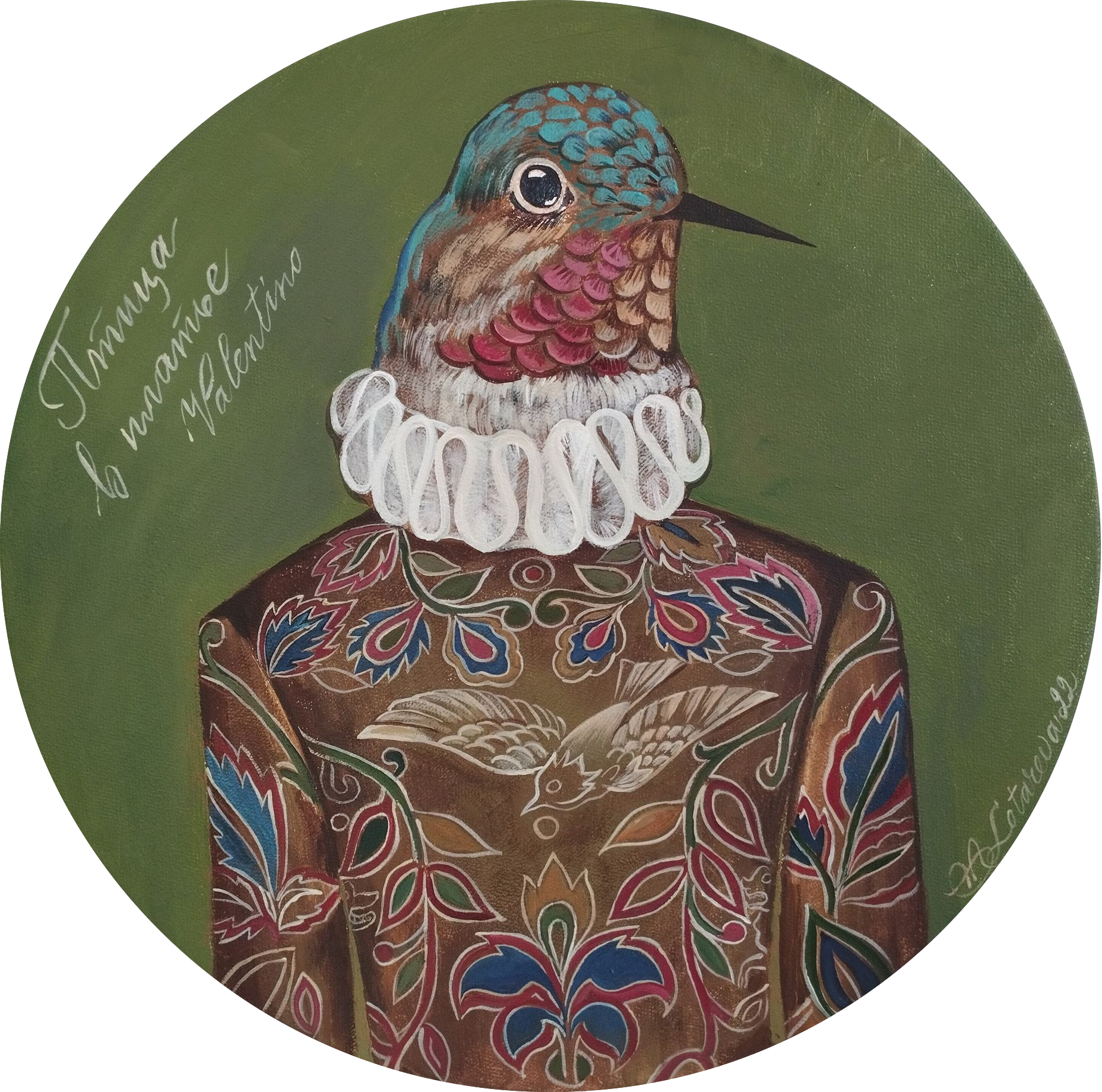 Наталья Лотарева (Картина, живопись - 
                  40 x 40 см) Птица в платье Valentino