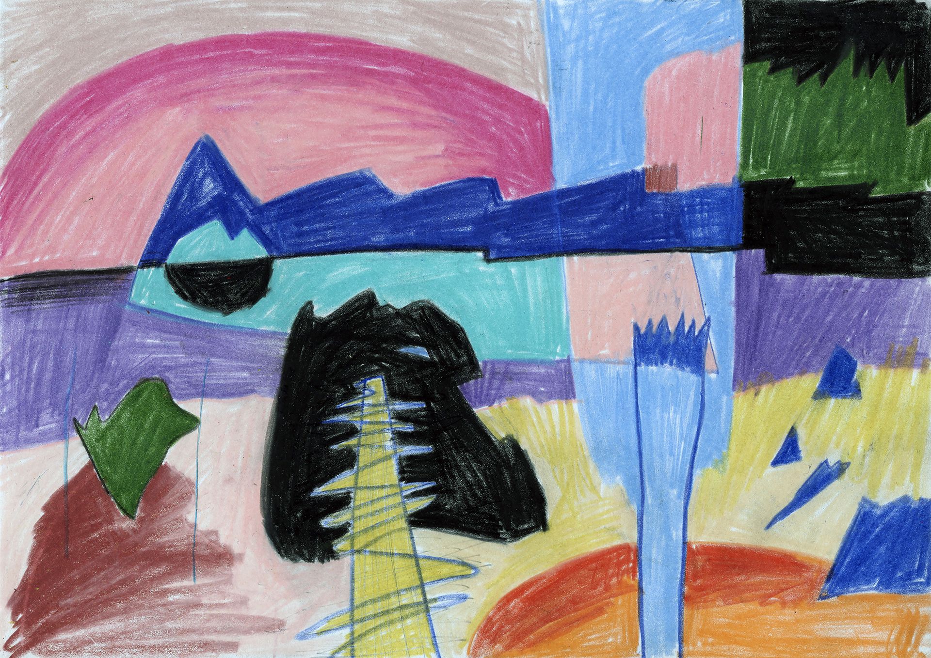 Олег Агафонов (Авторская графика - 
                  20.5 x 14.5 см) Холодный -/- январский -/- закат