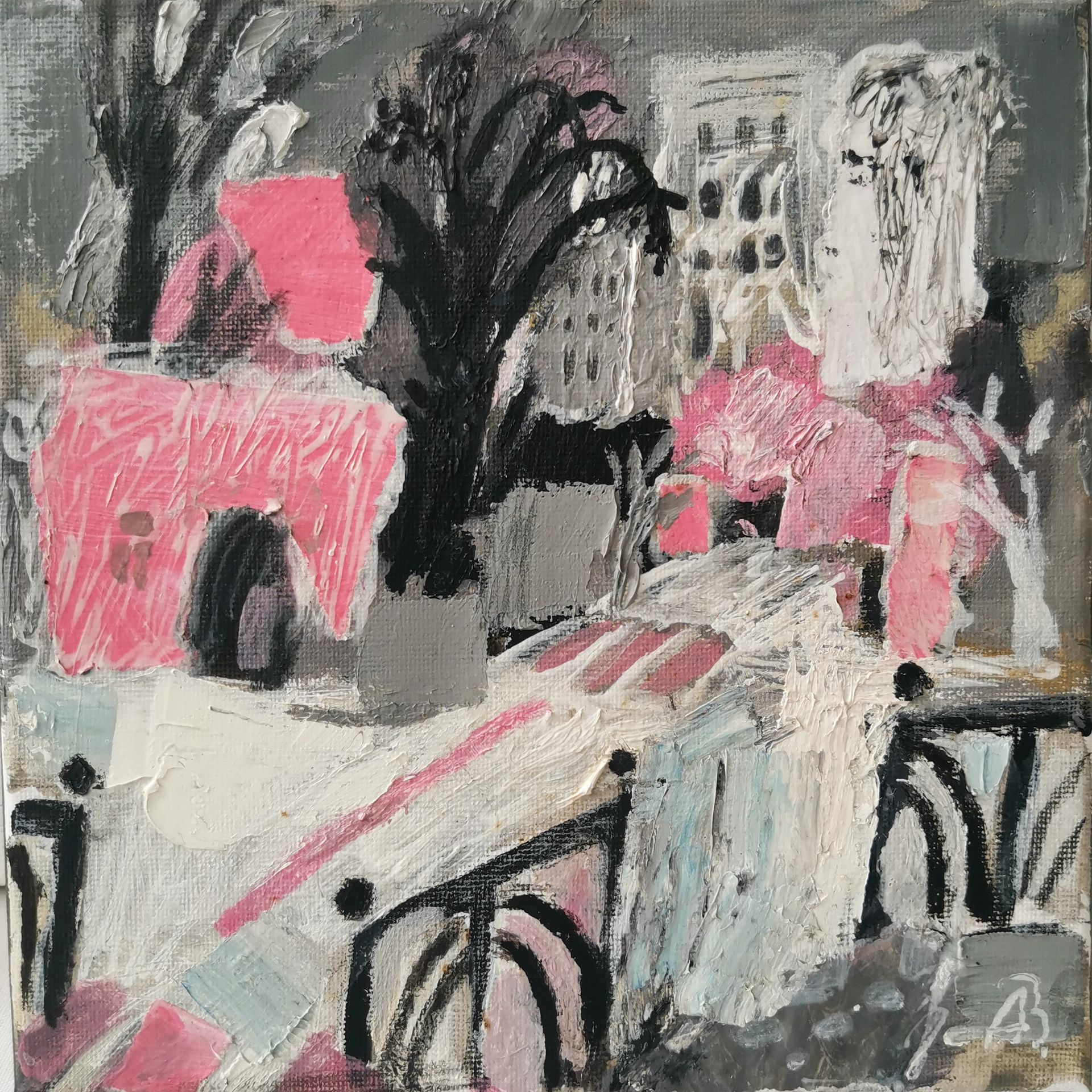 Зарина Абисалова (Картина, живопись - 
                  20 x 20 см) За кулисами мегаполиса