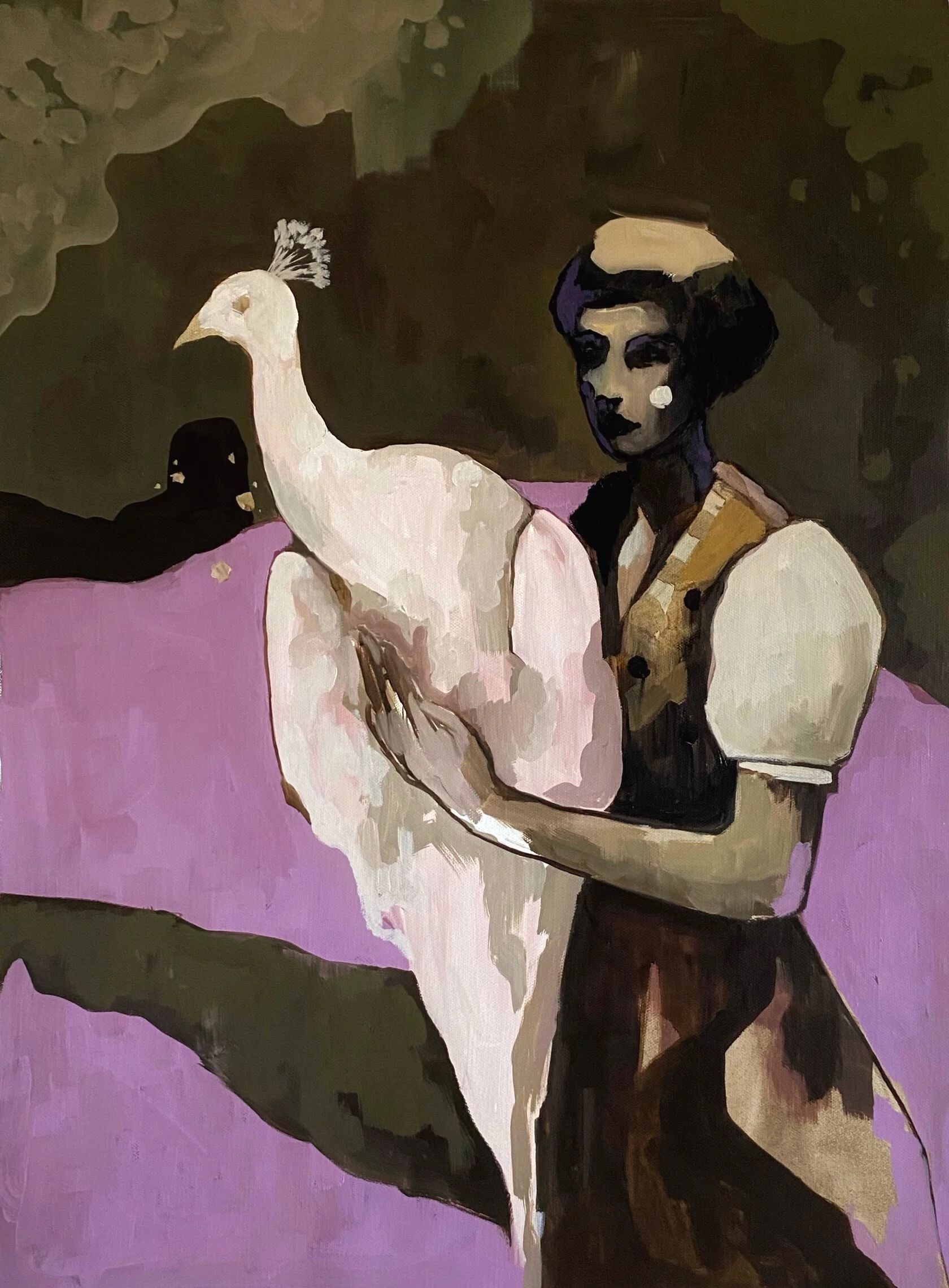 Екатерина Никитина (Картина, живопись - 
                  60 x 80 см) Девушка с белым павлином