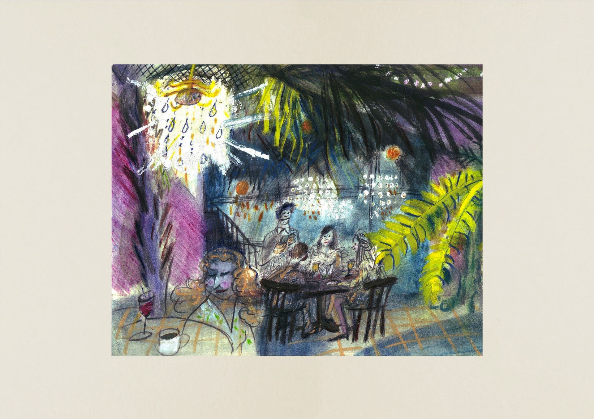 Варвара Голланд (Авторская графика - 
                  41 x 34 см) В ресторане