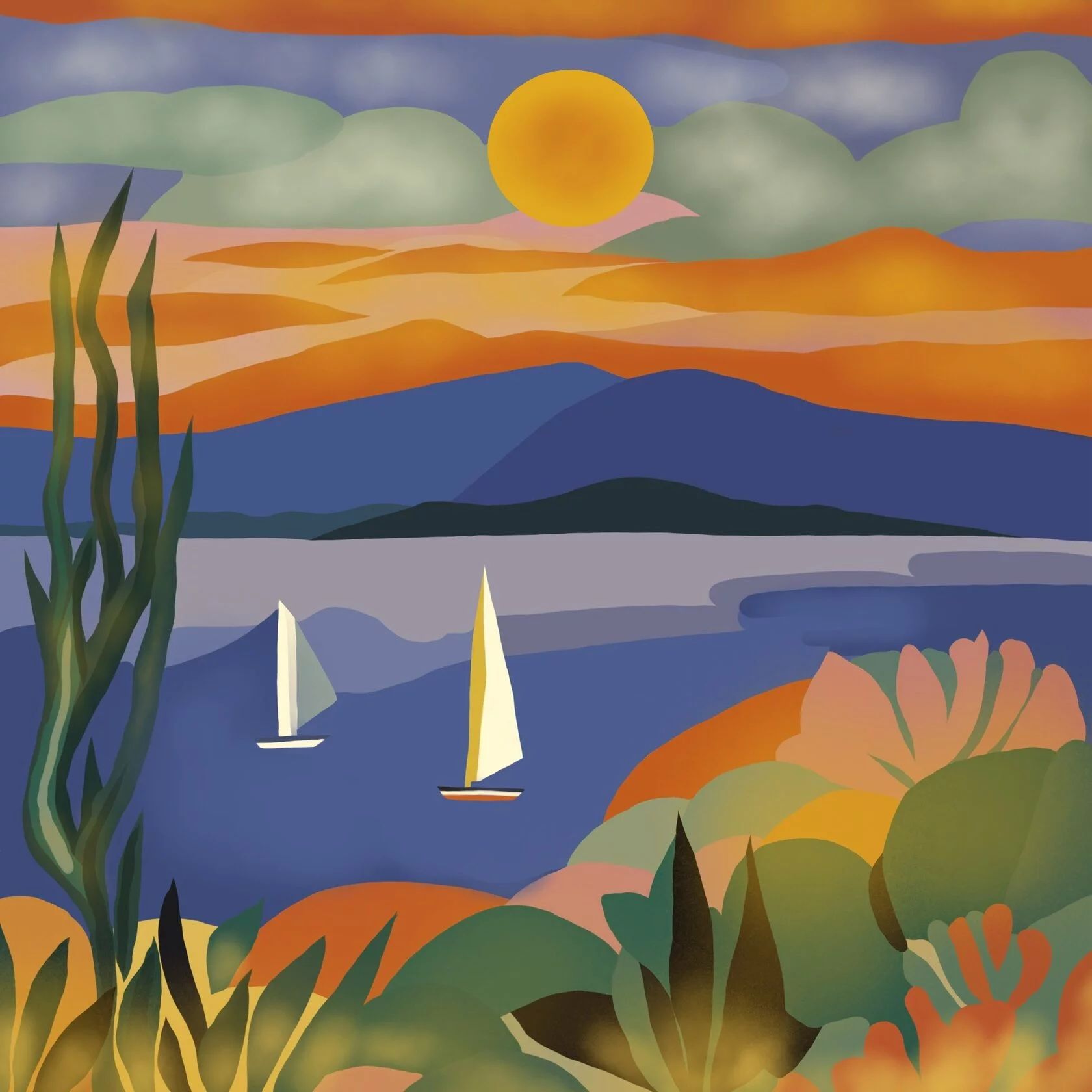 Нина Цориева (Картина, живопись - 
                  70 x 70 см) Морской пейзаж