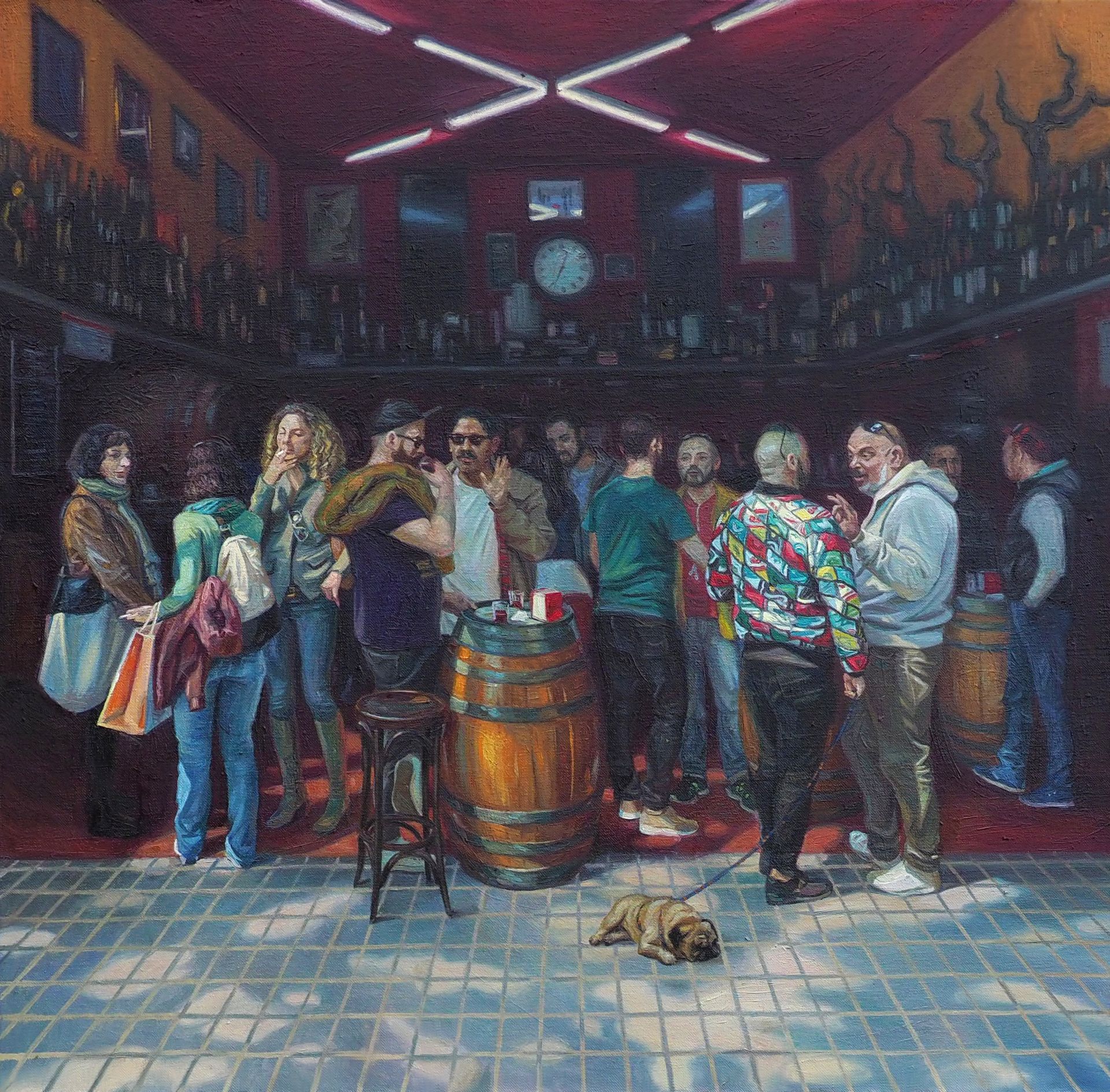 Саша Соколова (Картина, живопись - 
                  100 x 100 см) Barcelona Pub