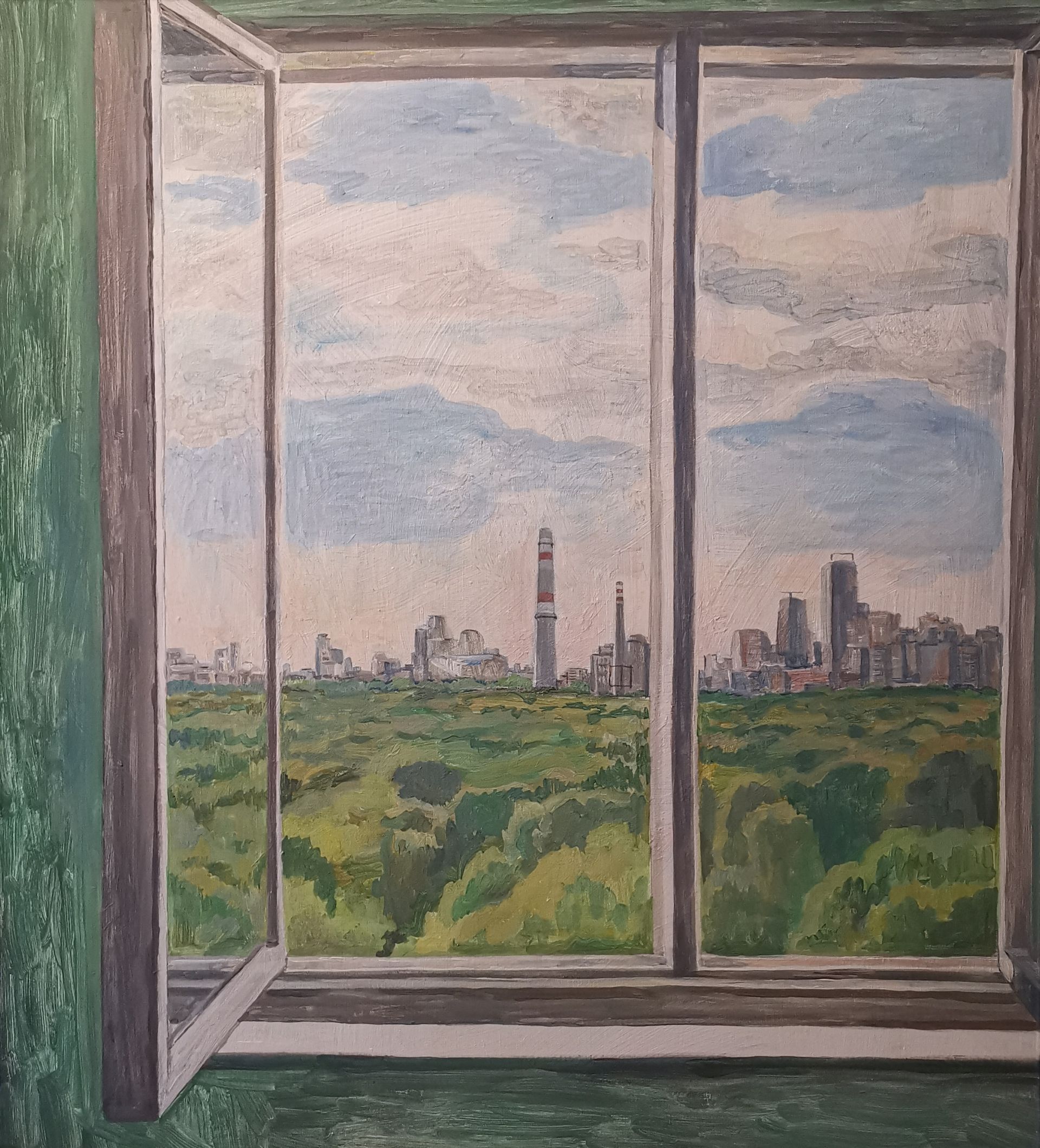 Александра Егорова (Картина, живопись - 
                  80 x 100 см) Утро. Город в окне