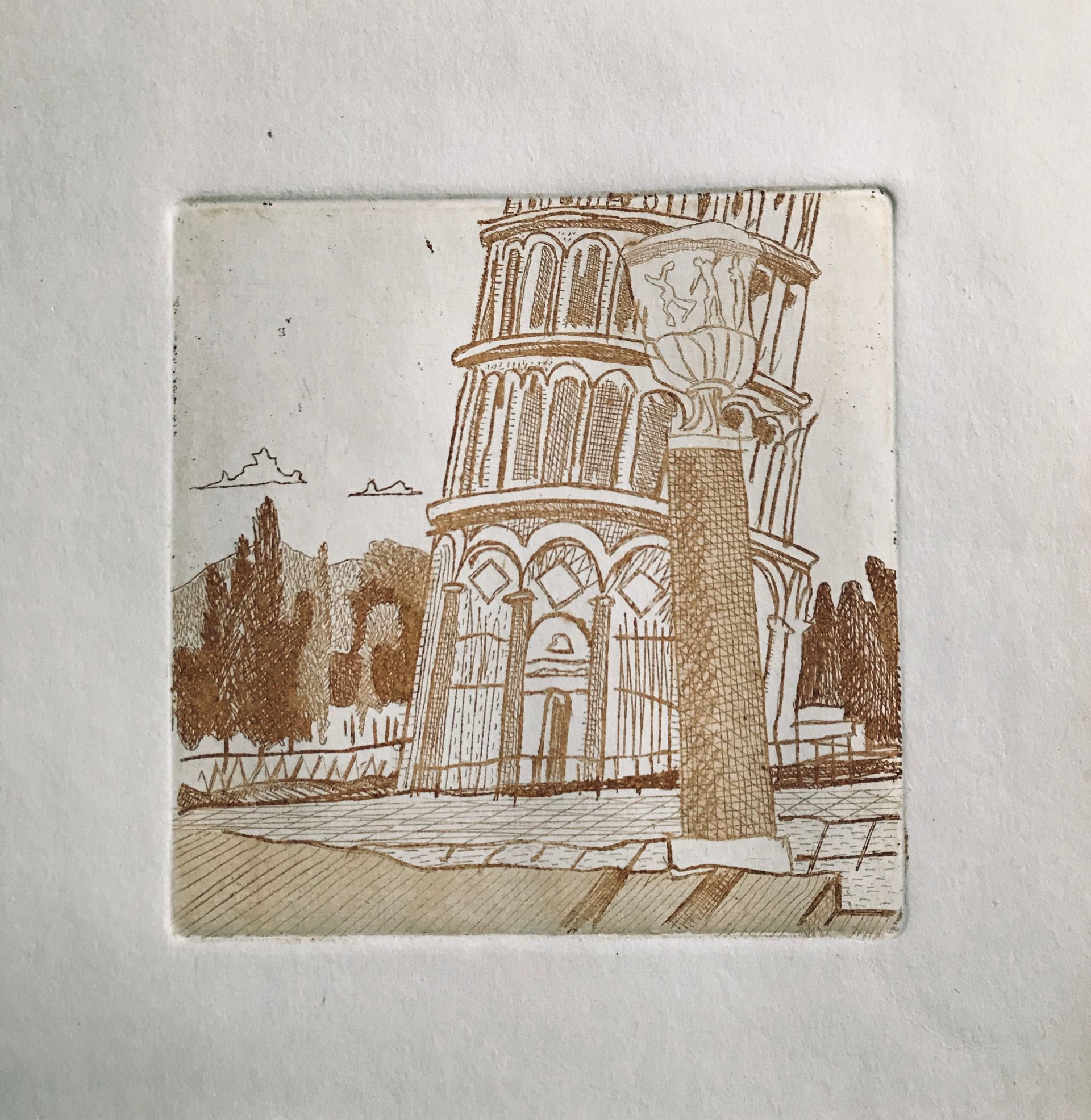 Иван Афонский (Графика печатная - 
                  13 x 13 см) Пизанская башня