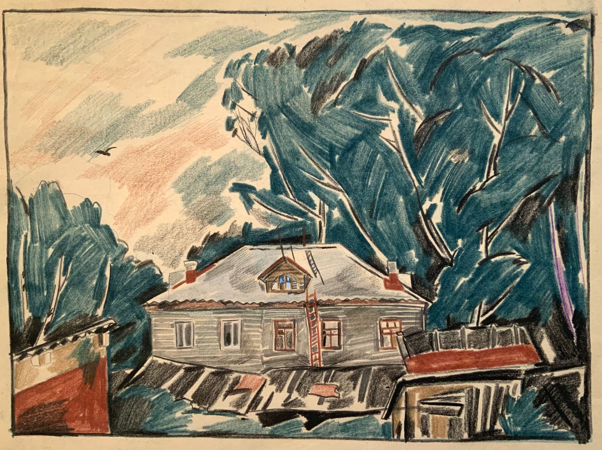 Елизавета Тульчинская (Авторская графика - 
                  26 x 19 см) Великий Устюг. Двор