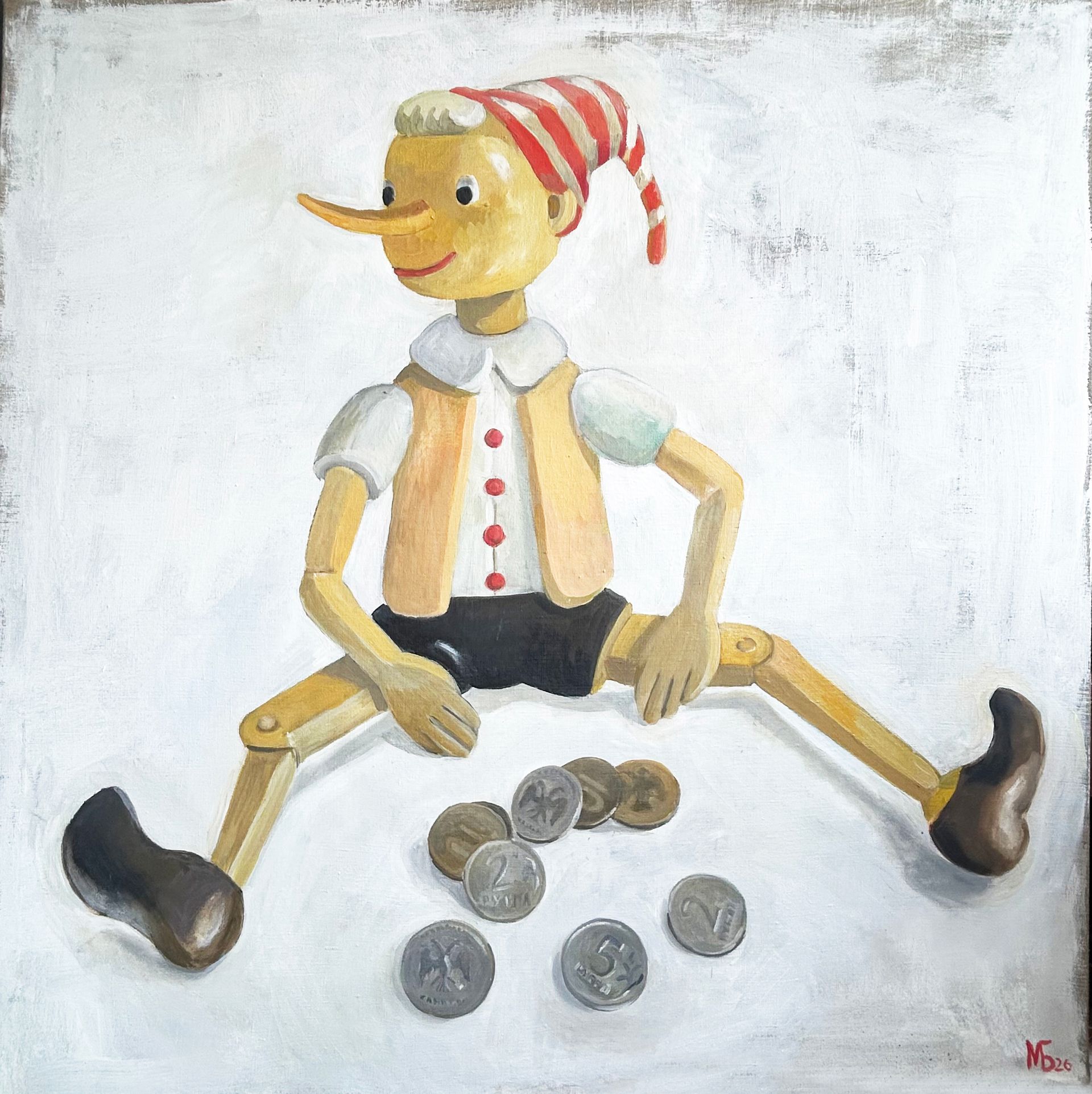 Мария Буртова (Картина, живопись - 
                  100 x 100 см) Богатый Буратино