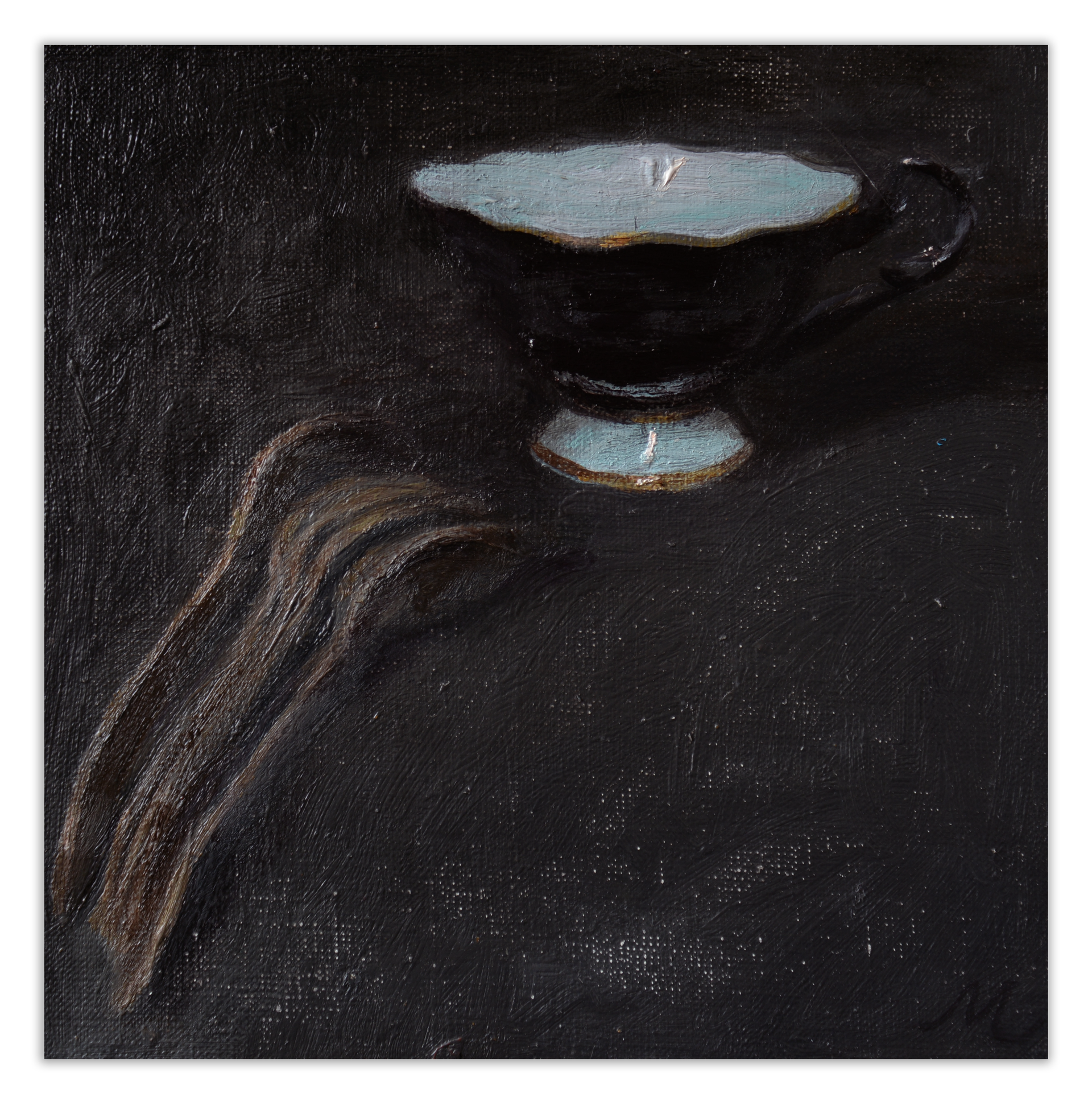 Ольга Менжилий (Картина, живопись - 
                  25 x 25 см) Натюрморт с черной чашечкой-2