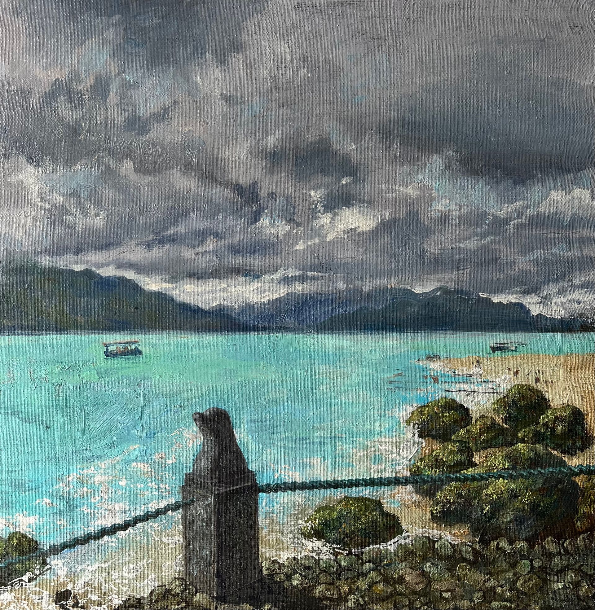 Елизавета Тарасова (Картина, живопись - 
                  55 x 55 см) Остров в дождь
