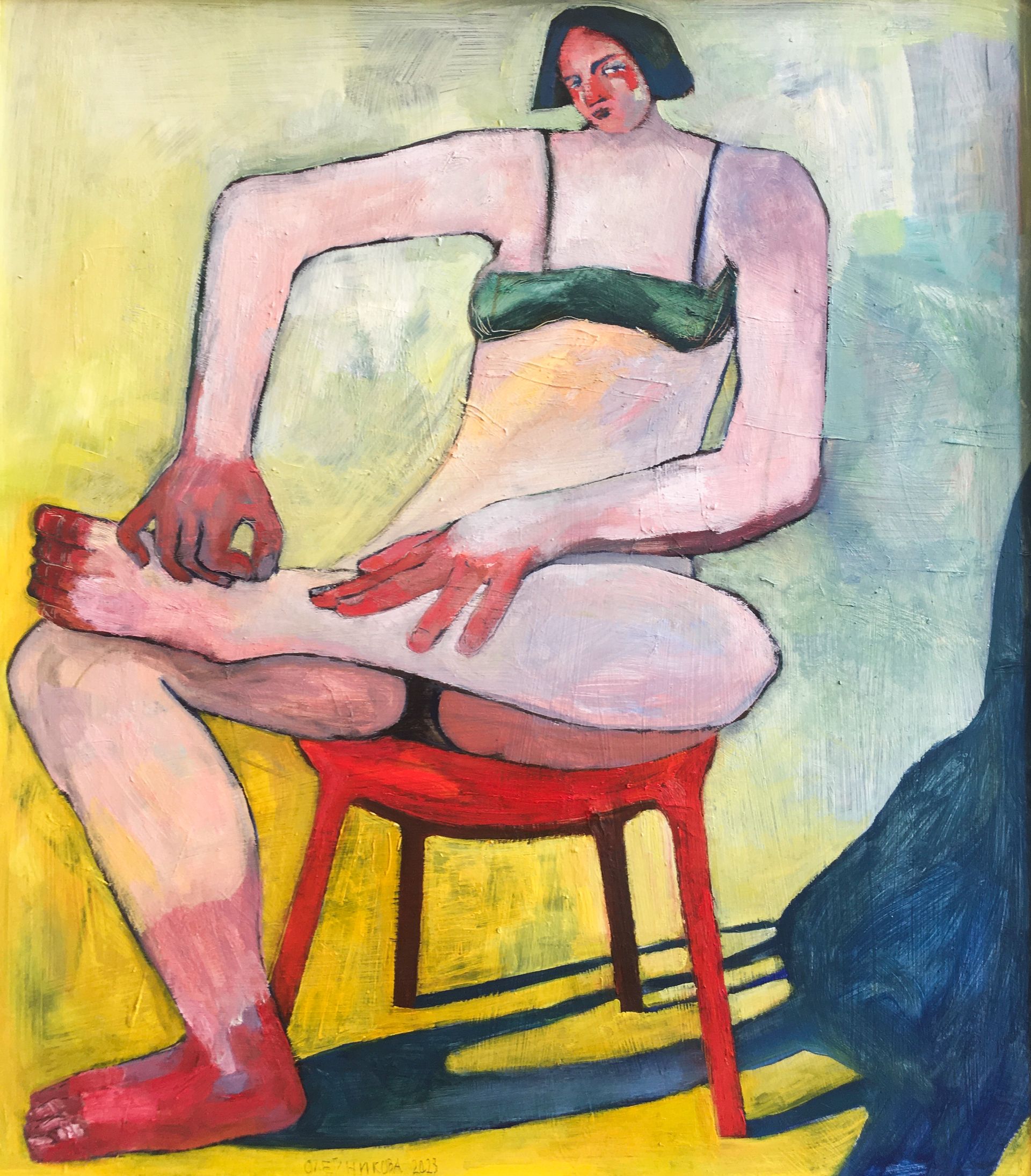 Лера Олейникова (Картина, живопись - 
                  56 x 63 см) Мозоль 3