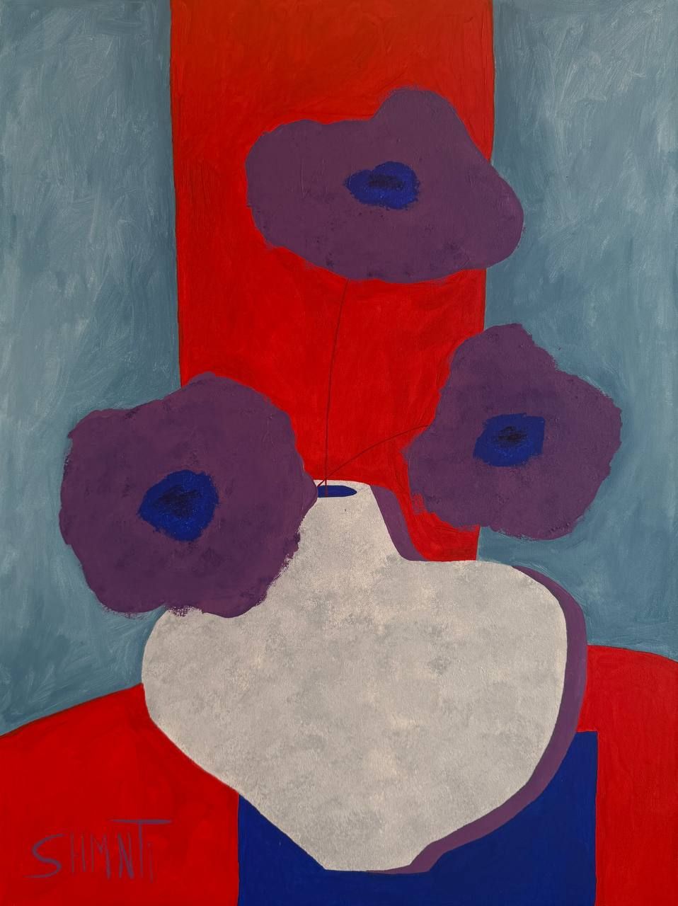 Shomina Ti (Картина, живопись - 
                  60 x 80 см) Ваза с Фиолетовыми Маками