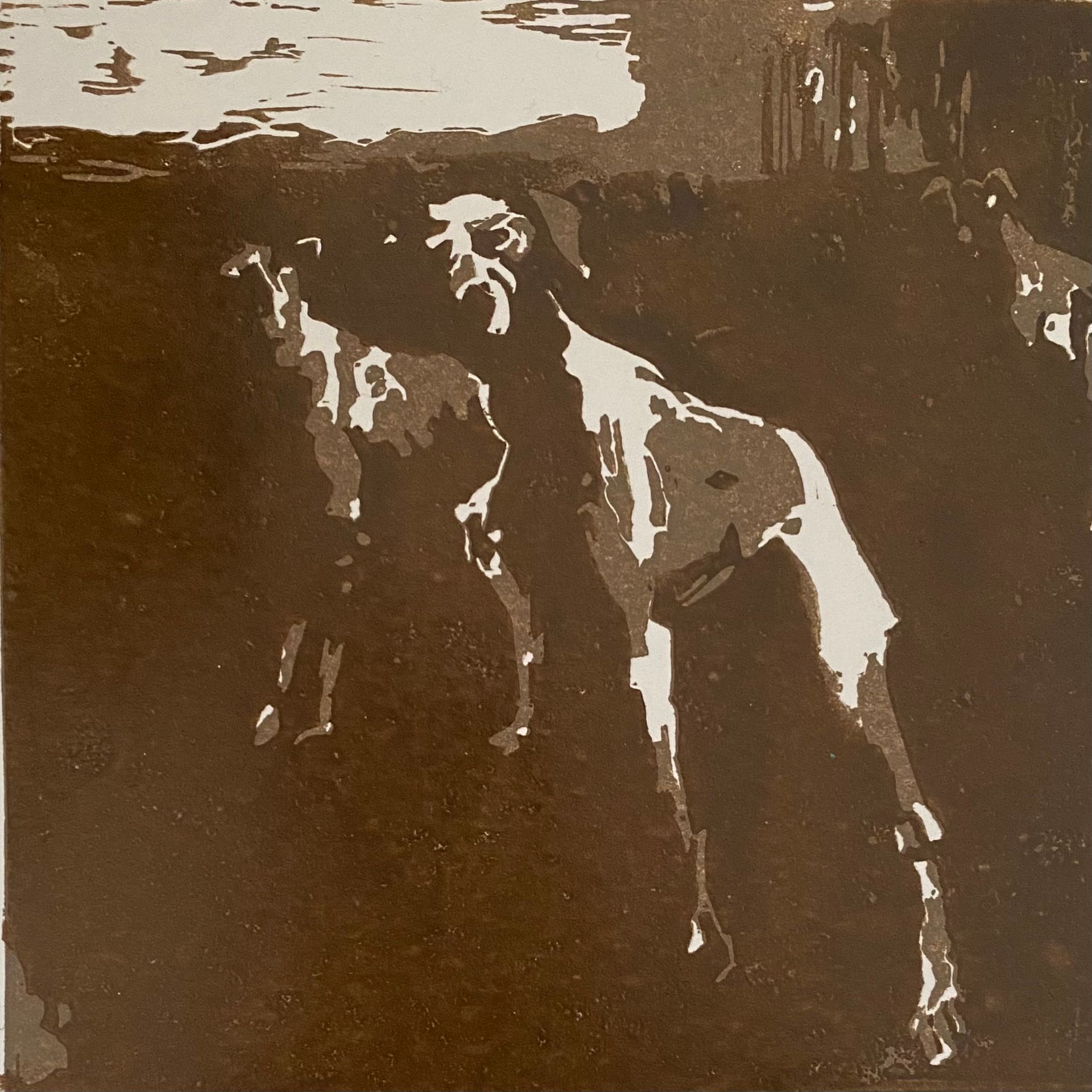 Лена Троянская (Графика печатная - 
                  30 x 30 см) Привал (сепия)