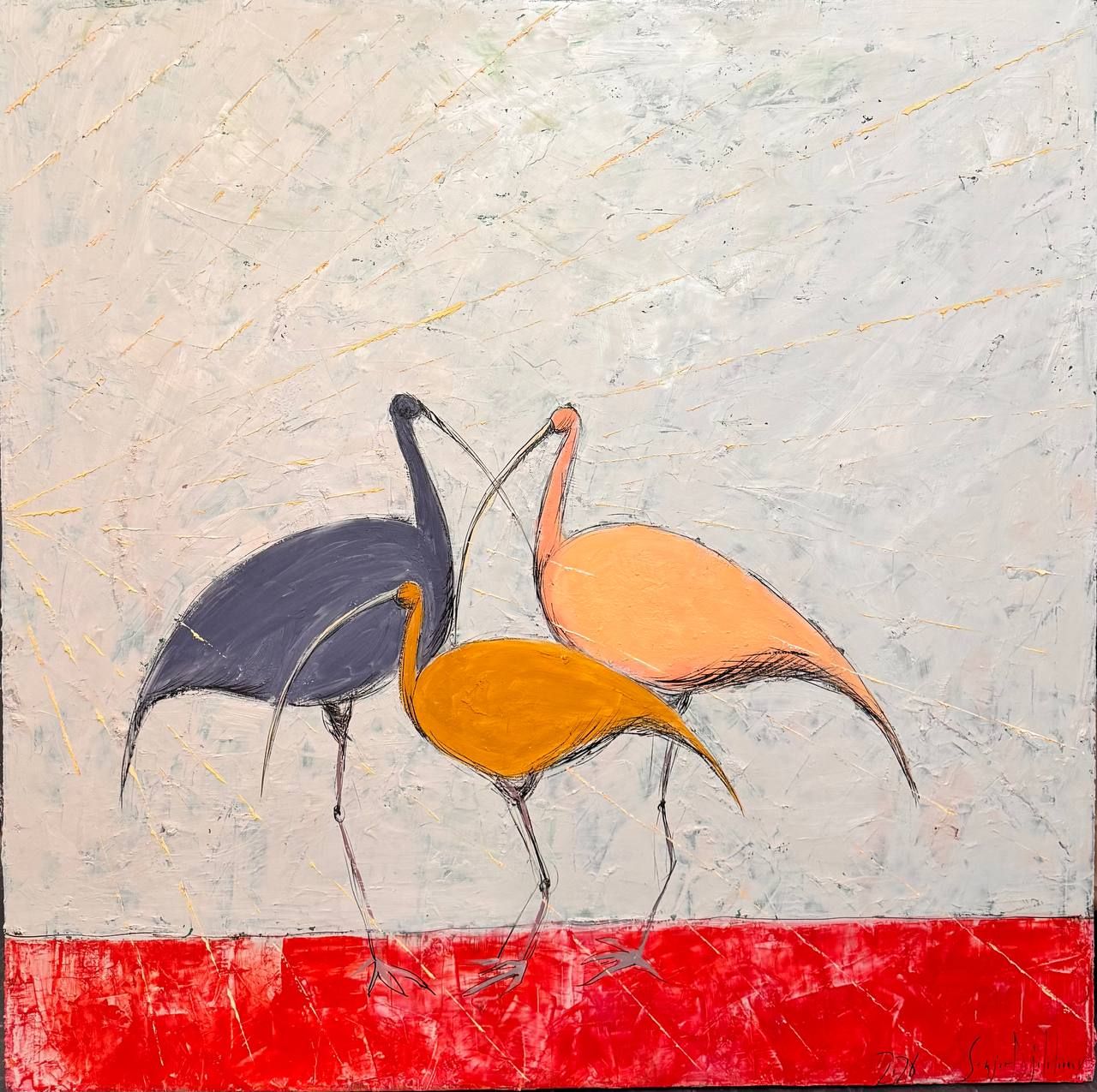 Санжар Джаббаров (Картина, живопись - 
                  110 x 110 см) Ибисы
