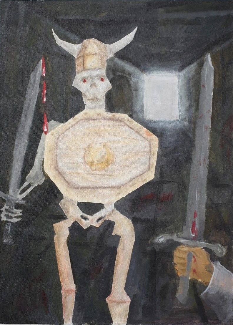 Zean Zack (Картина, живопись - 
                  50 x 70 см) Чтобы выбраться из андеграунда надо пройти через сотни чертей и упырей