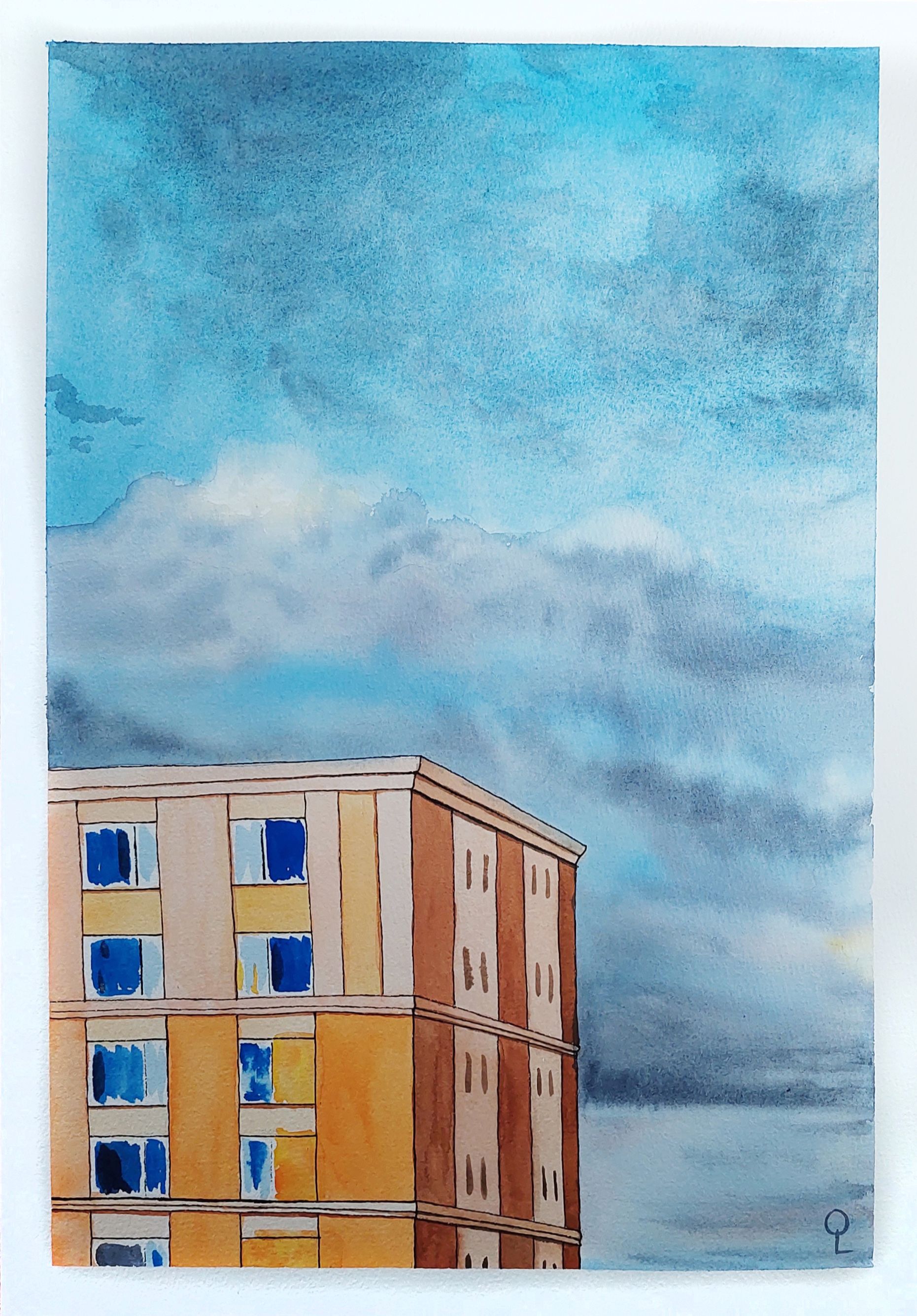 Оливия Лем (Авторская графика - 
                  27 x 39 см) Закат. Небо