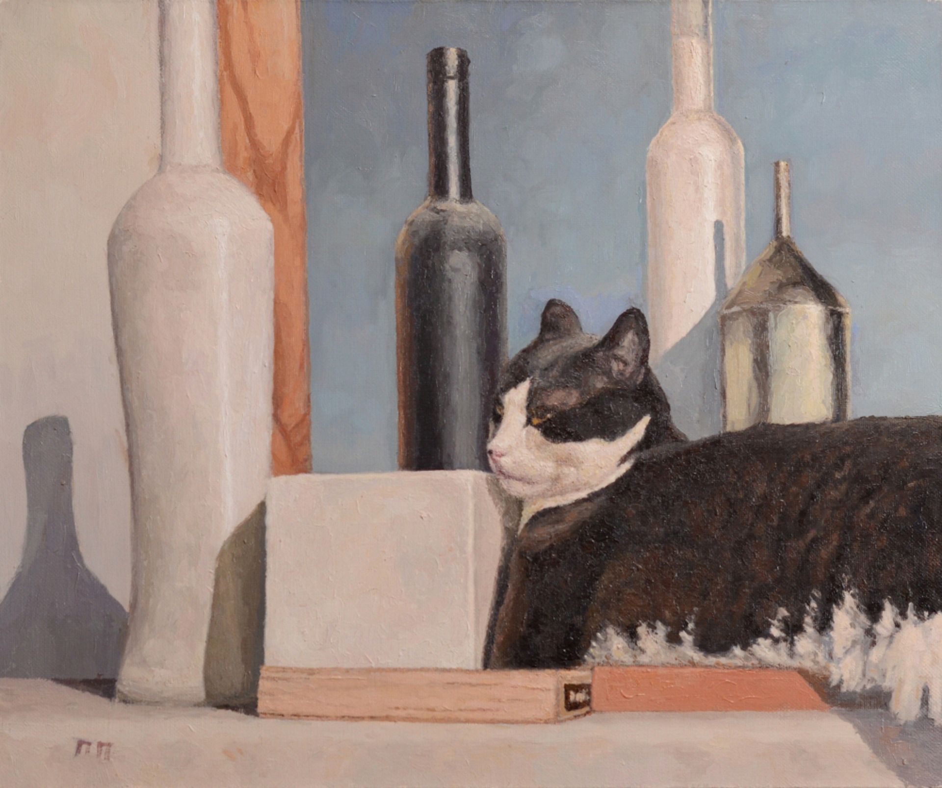 Павел Петров (Картина, живопись - 
                  60 x 50 см) Натюрморт с котом