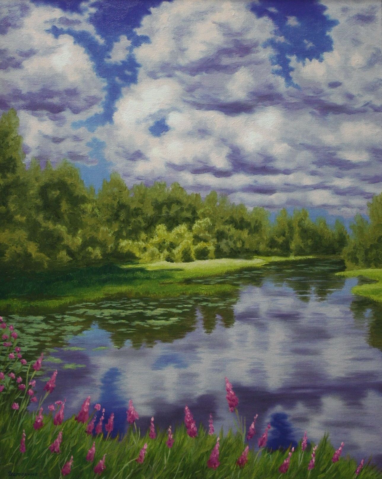 Елена Истомина (Картина, живопись - 
                  40 x 50 см) На пруду