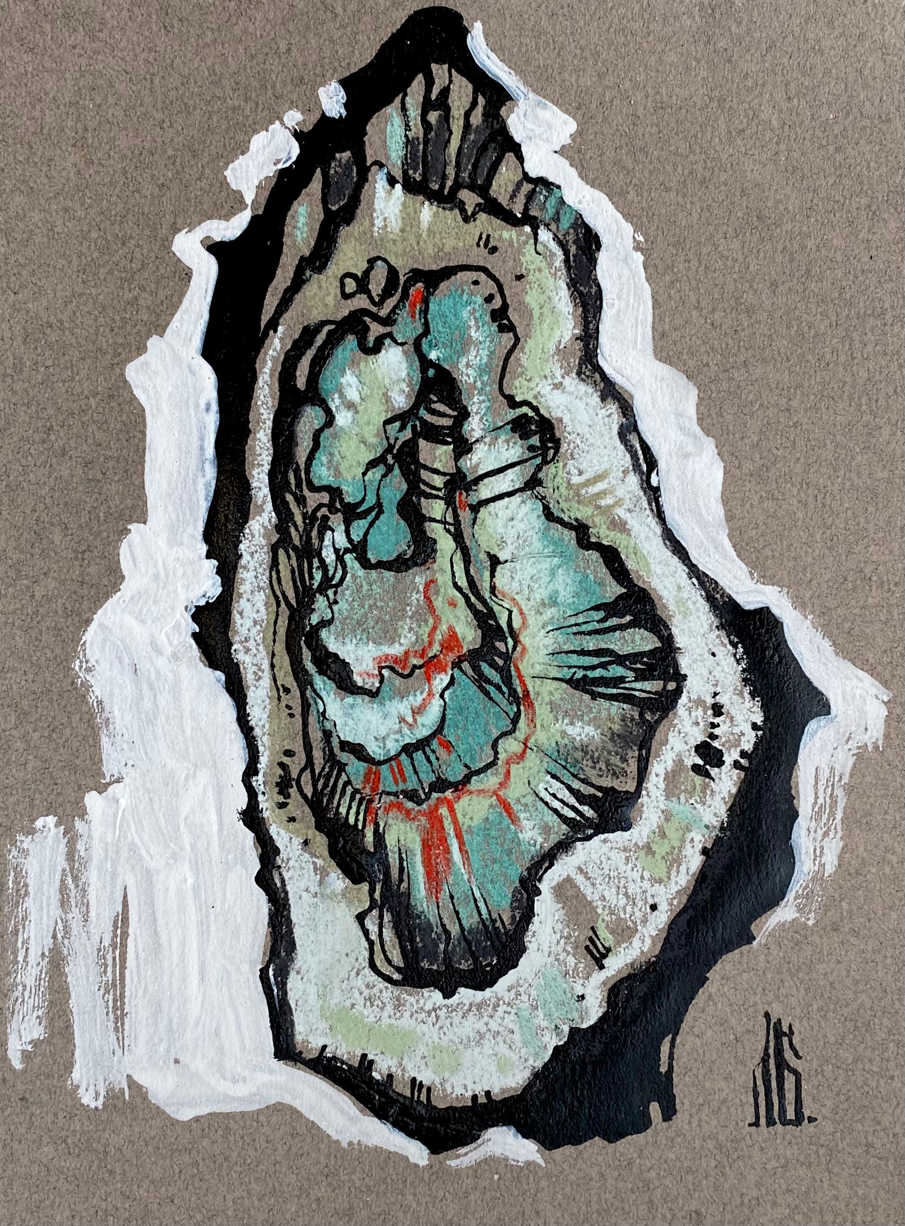 Лиза Бородинова (Авторская графика - 
                  28 x 37 см) Устрица малахитовая