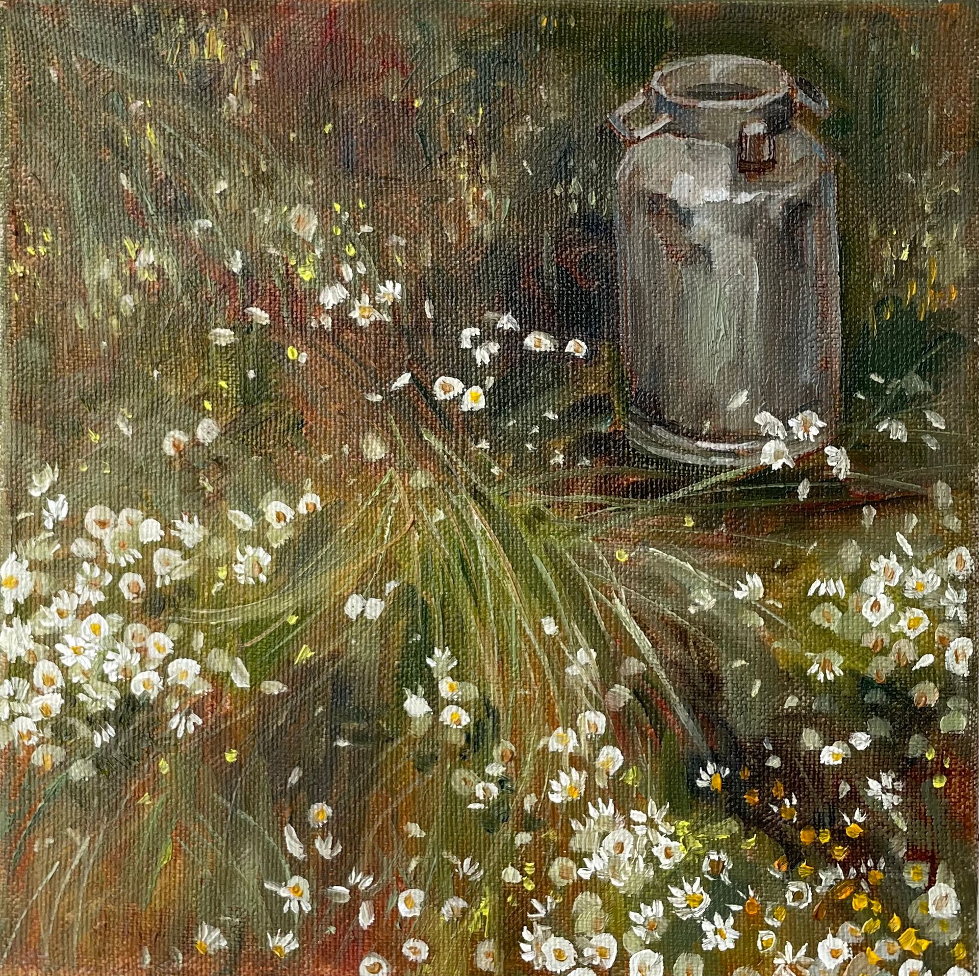 Залифа Хибатова (Картина, живопись - 
                  20 x 20 см) В саду