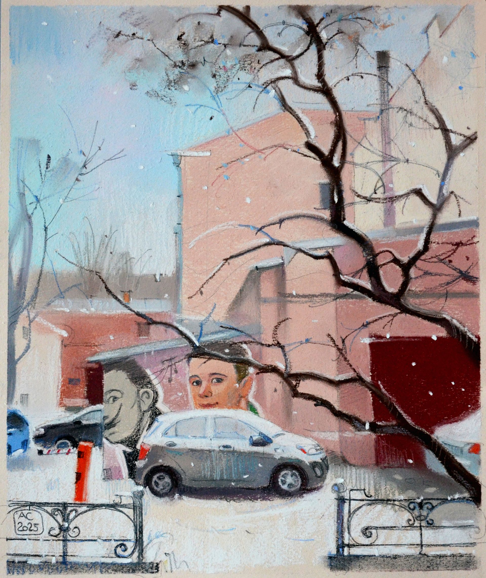 Александра Сергеева (Авторская графика - 
                  25 x 30 см) Дали и Гагарин на ул. Некрасова