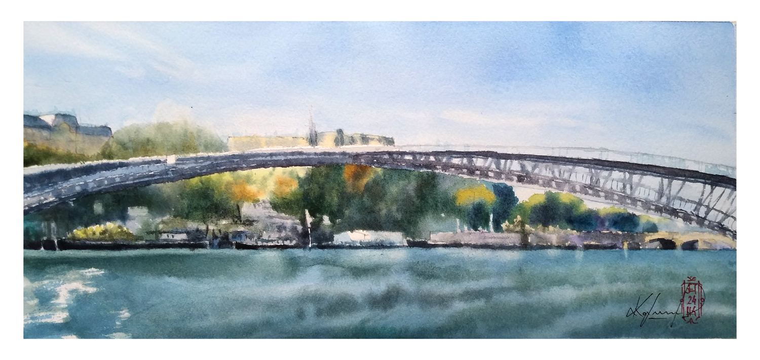 Александр Кормилицын (Авторская графика - 
                  39 x 18 см) Мост над Сеной