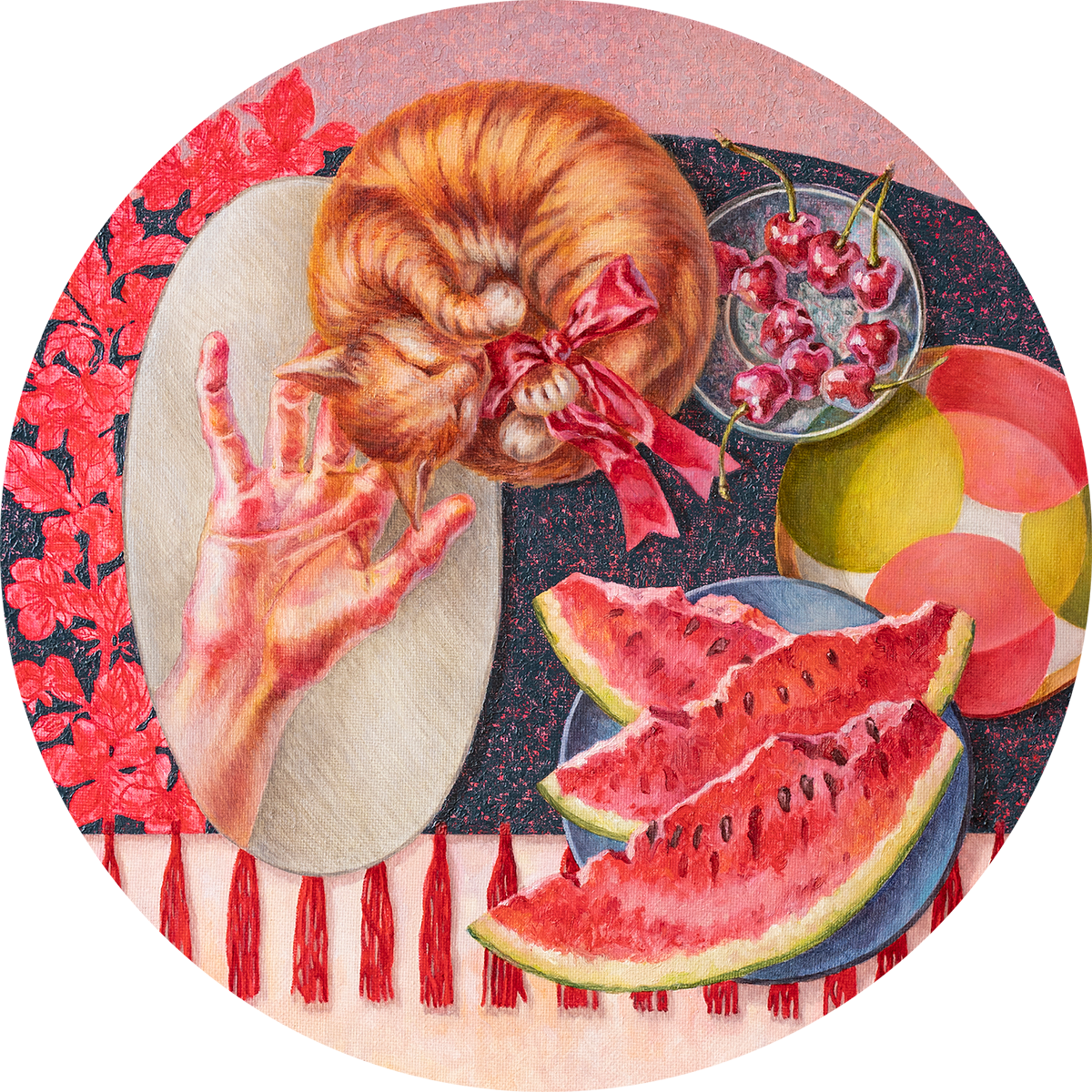 Мария Мельцаева (Картина, живопись - 
                  50 x 50 см) Купчиха за чаем. Взгляд Галины