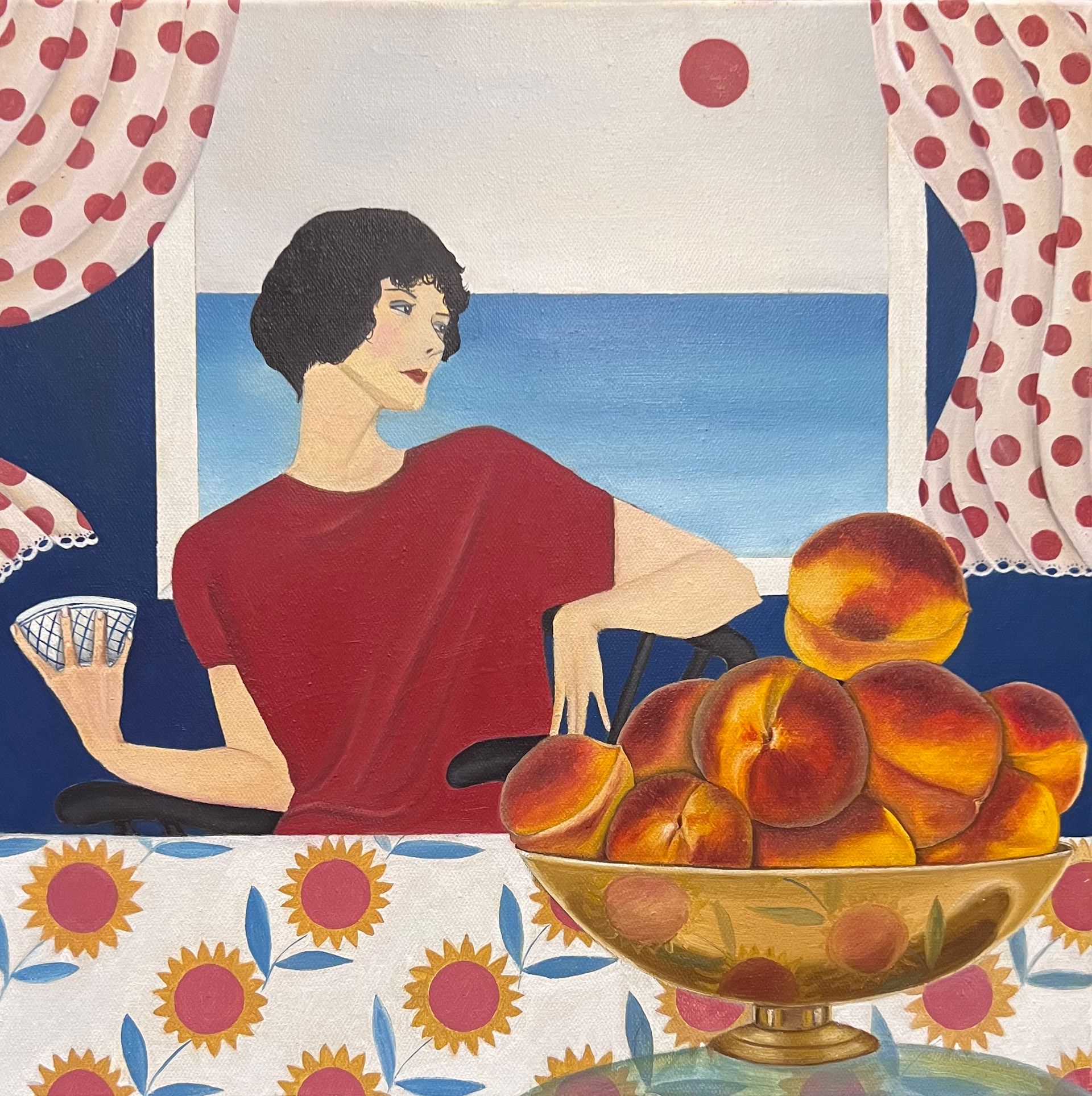 Нина Григель (Картина, живопись - 
                  40 x 40 см) Девушка с персиками