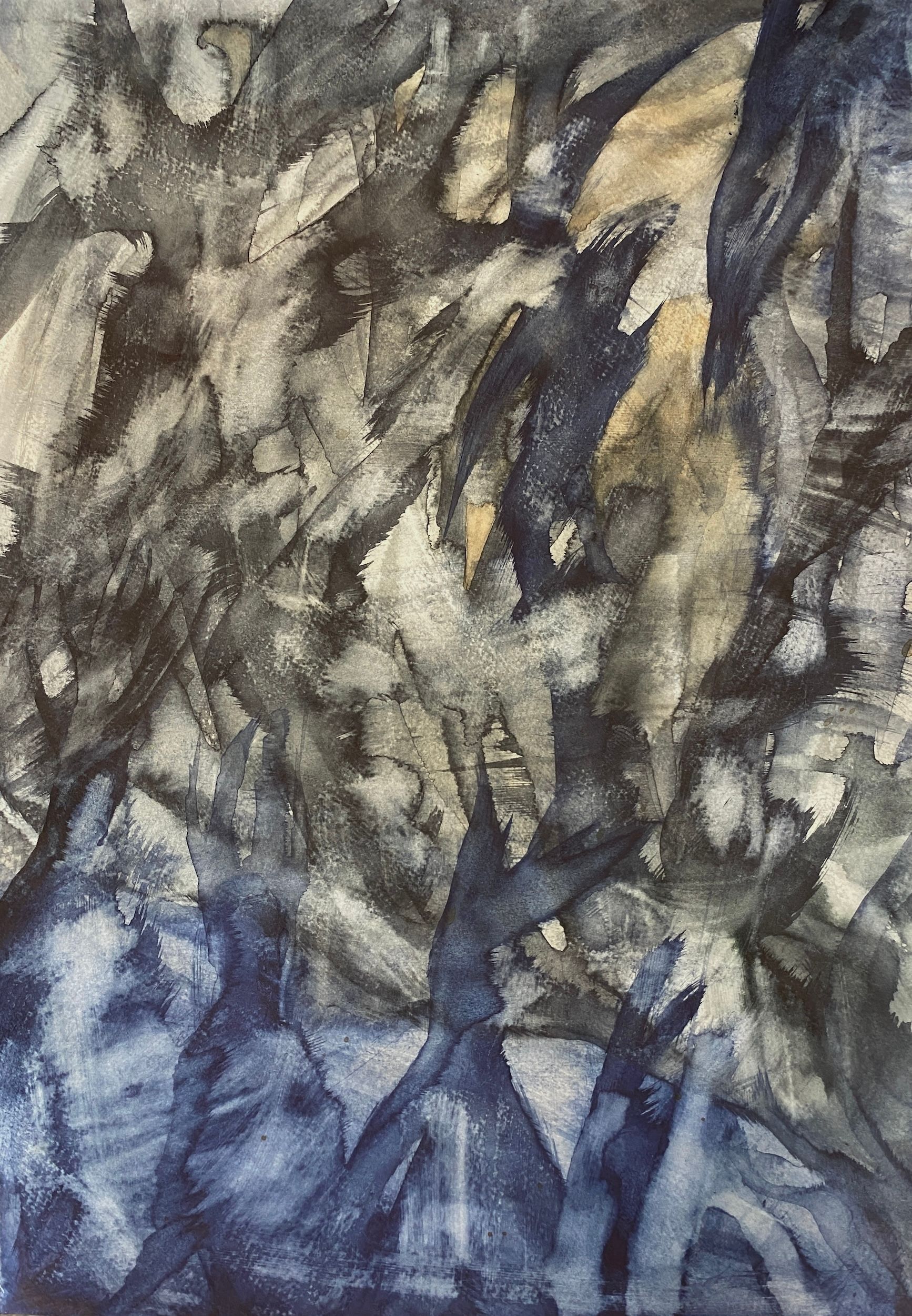 Юнна Никитина (Авторская графика - 
                  30 x 42 см) Абстрактный пейзаж с человеко-птицей