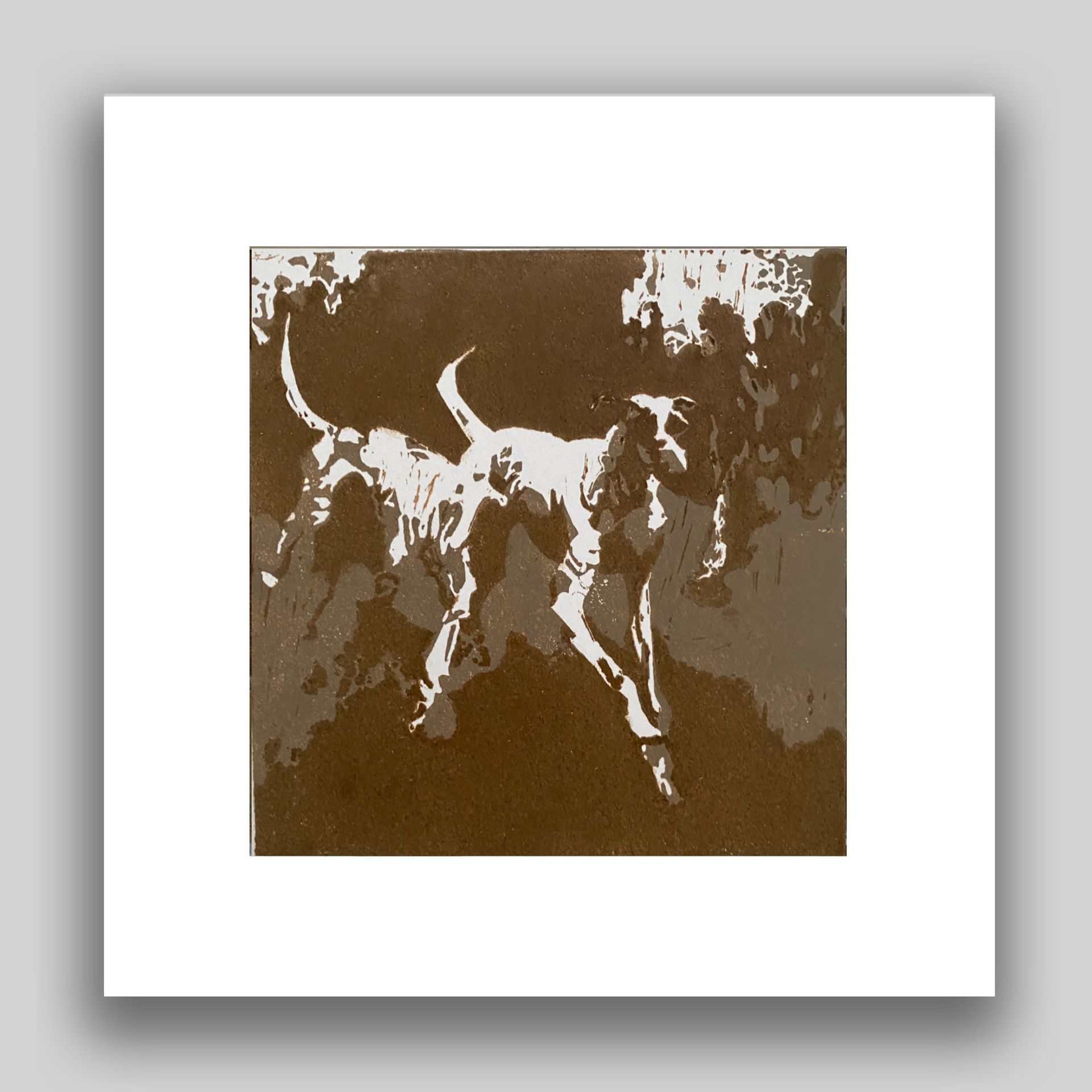 Лена Троянская (Графика печатная - 
                  30 x 30 см) Бегущие собаки (сепия)