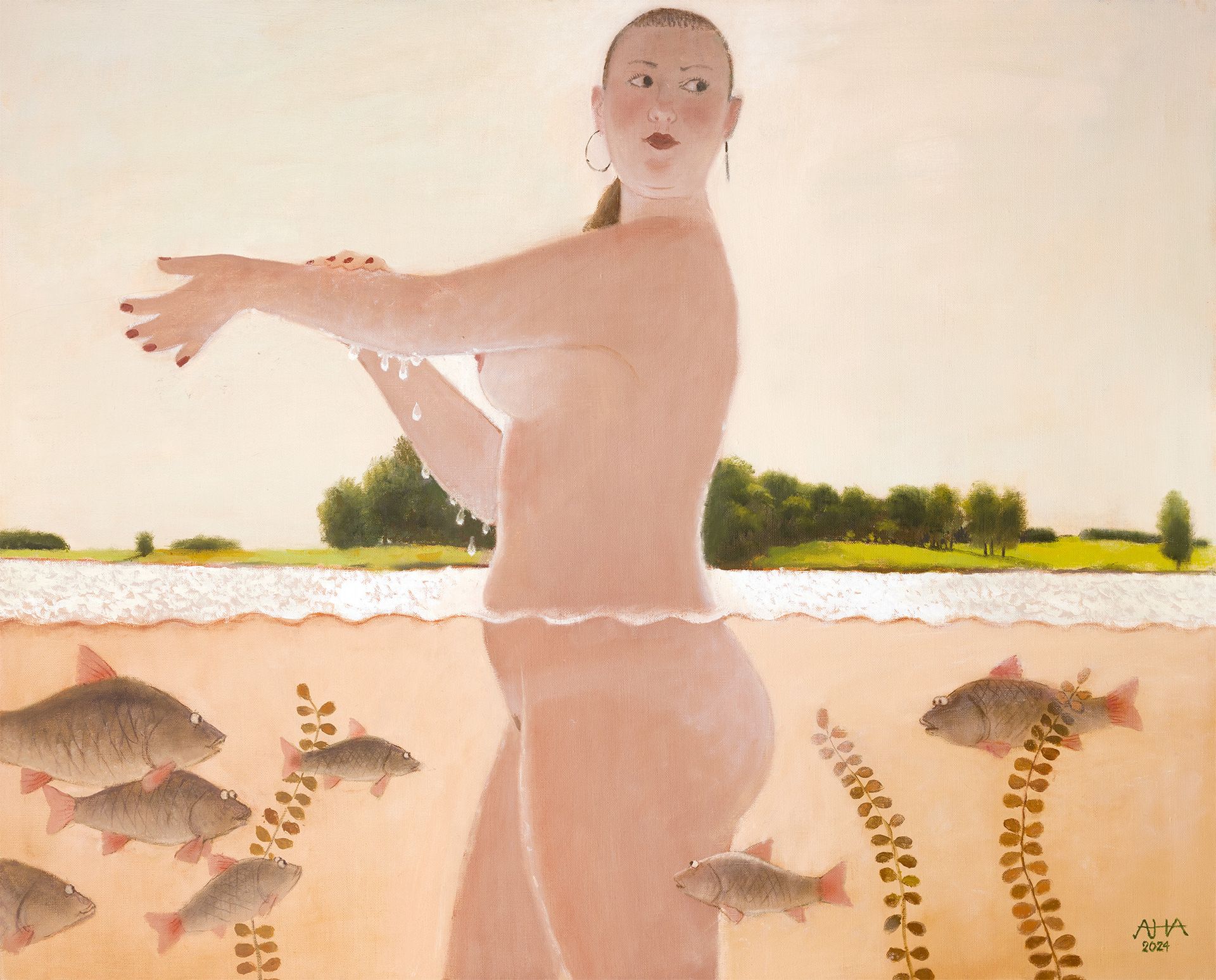 Андрей Аверьянов (Картина, живопись - 
                  100 x 80 см) Без названия (Женщина в озере)