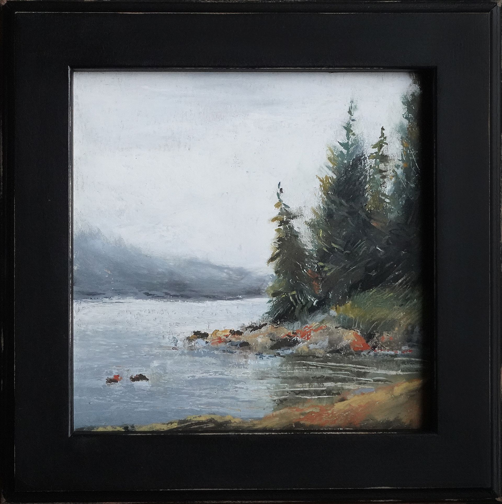 Светлана Юматова (Картина, живопись - 
                  27 x 27 см) Ель и озеро