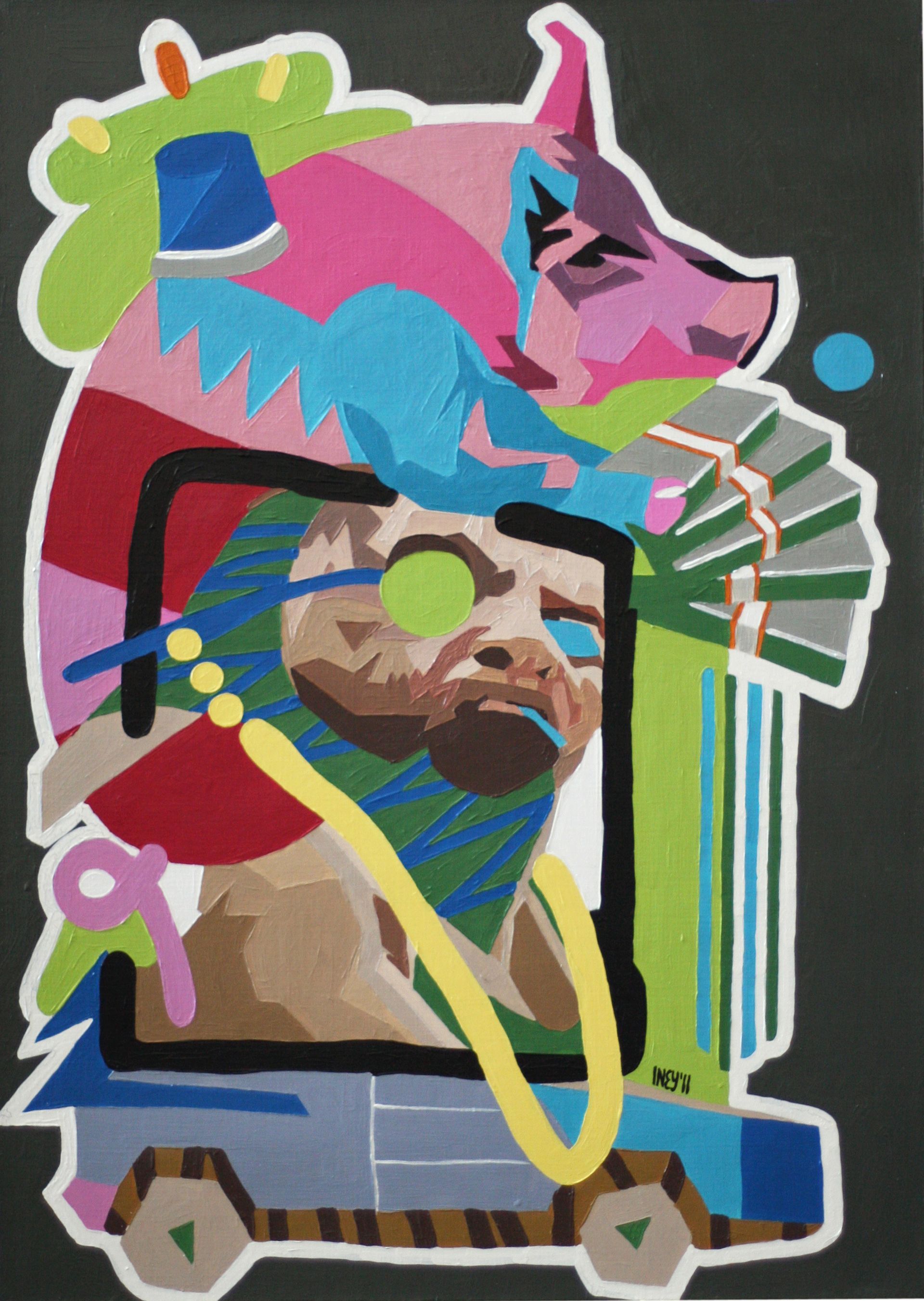 Оля Иней (Картина, живопись - 
                  50 x 70 см) Pig (картина+NFT)