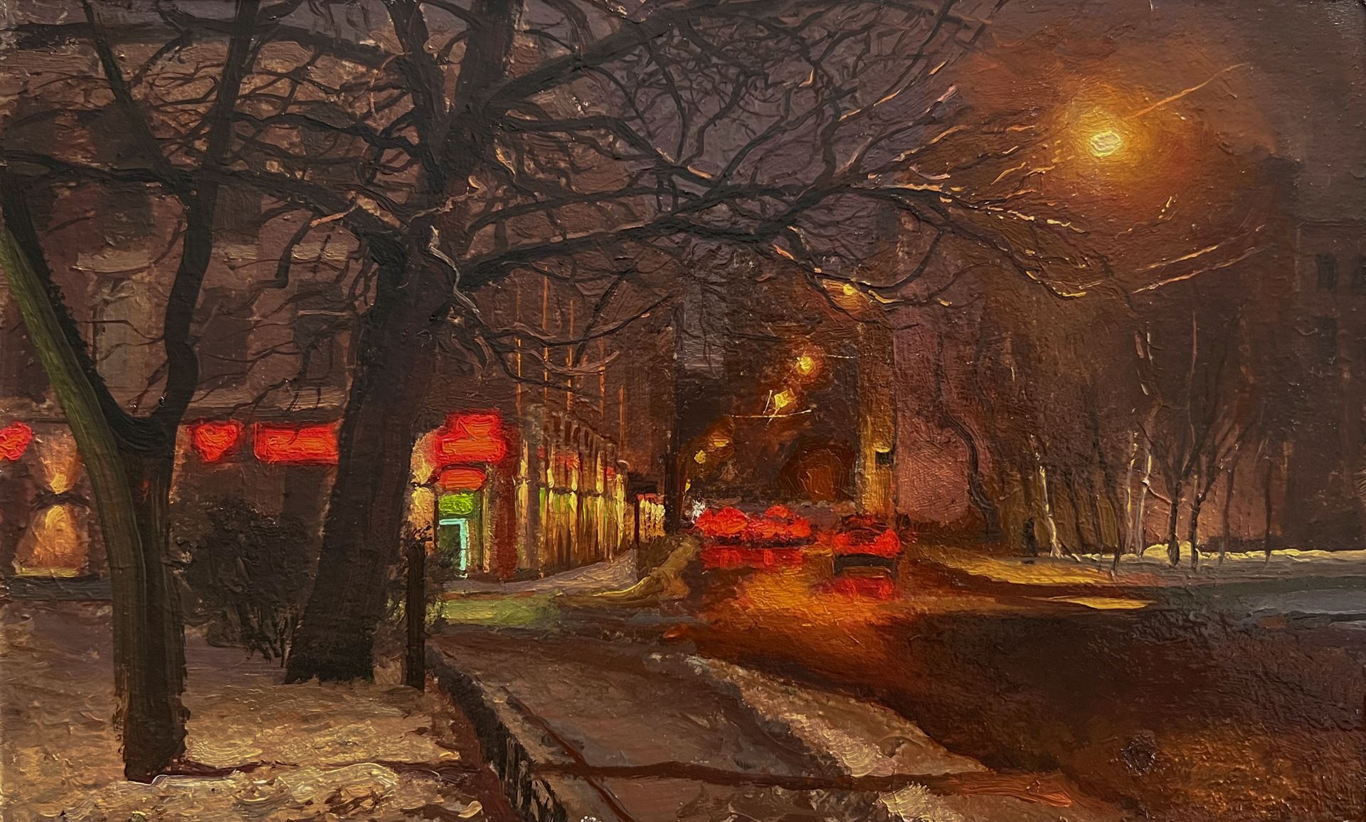 Михаил Псюрников (Картина, живопись - 
                  25 x 15 см) Ночной город 5