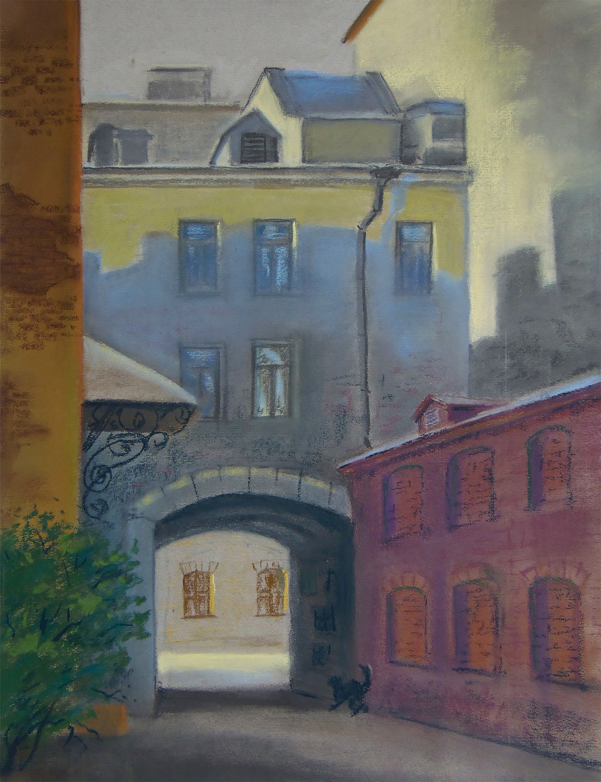 Александра Ларионова (Авторская графика - 
                  36.5 x 48.5 см) Красивый двор