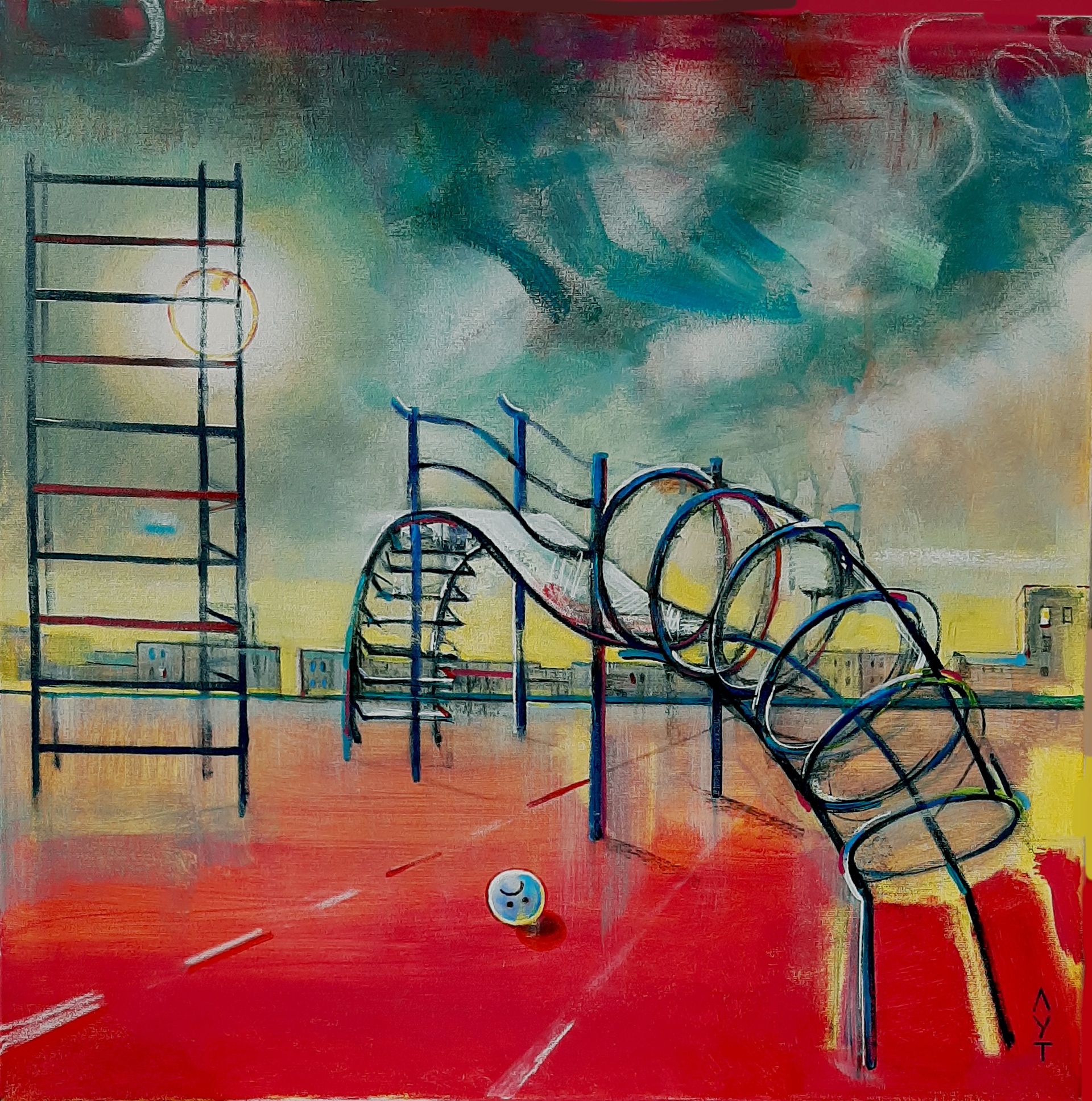 Екатерина Лутохина (Картина, живопись - 
                  60 x 60 см) Август. Детская площадка