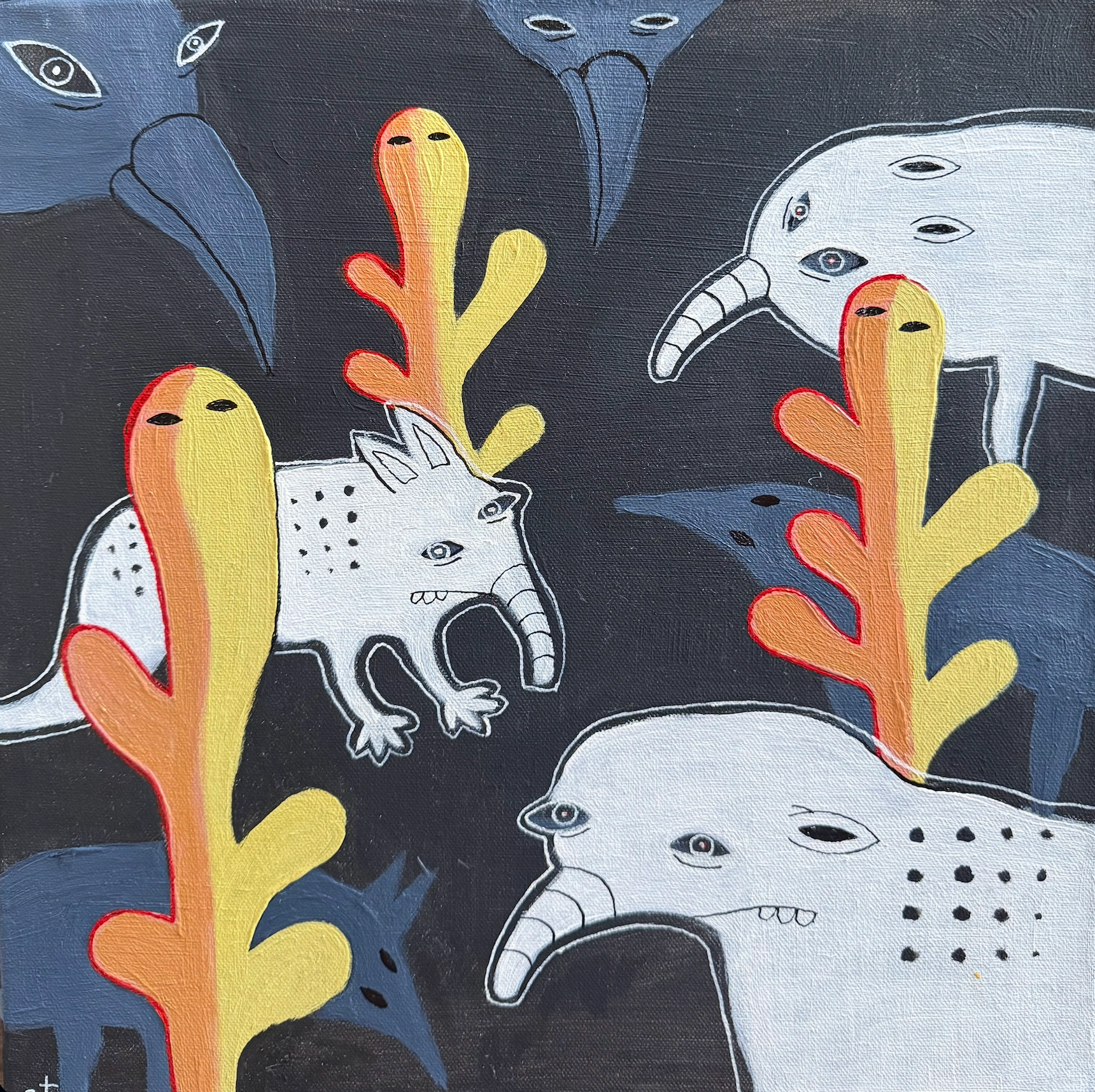 Марина Стараканами (Картина, живопись - 
                  40 x 40 см) В саду чудовищ