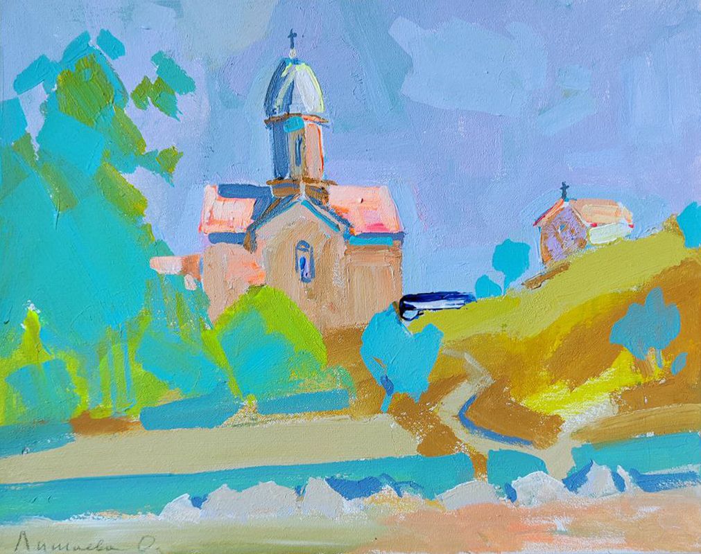 Олеся Лишаева (Картина, живопись - 
                  45 x 35 см) Храм у моря