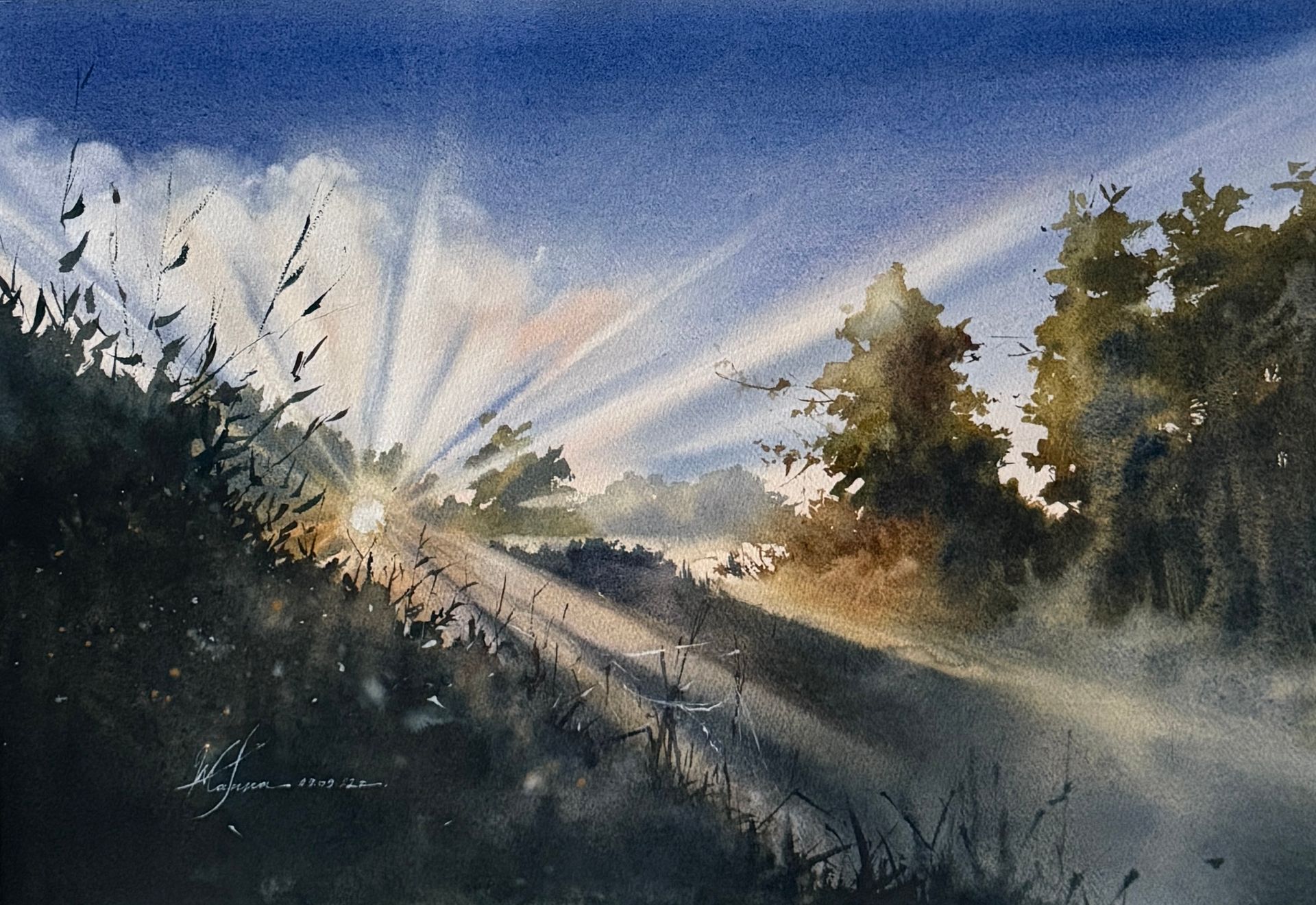 Жанна Губина (Авторская графика - 
                  56 x 38 см) Первый свет