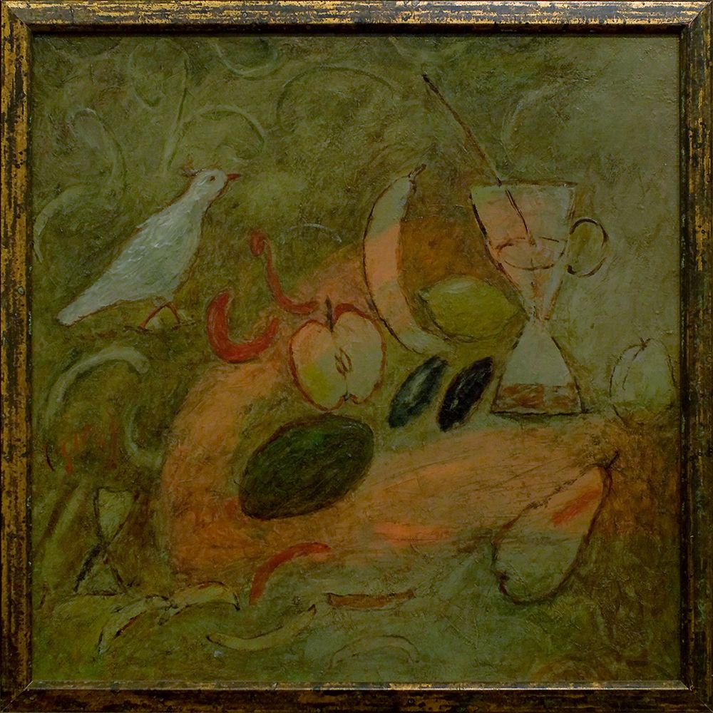 Светлана Курмаз (Картина, живопись - 
                  60 x 60 см) Натюрморт с птичкой