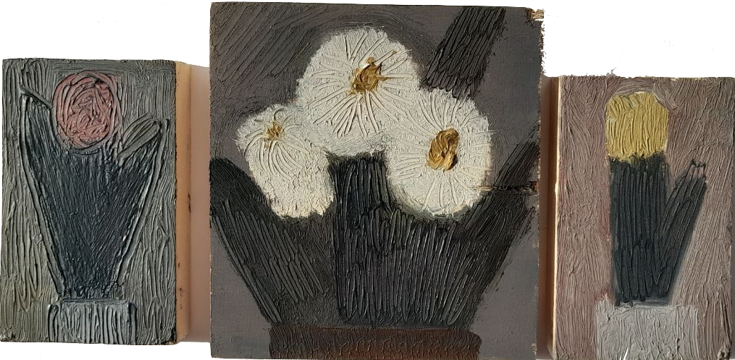 Настя Литецких (Картина, живопись - 
                  30 x 10 см) Триптих "Цветы"