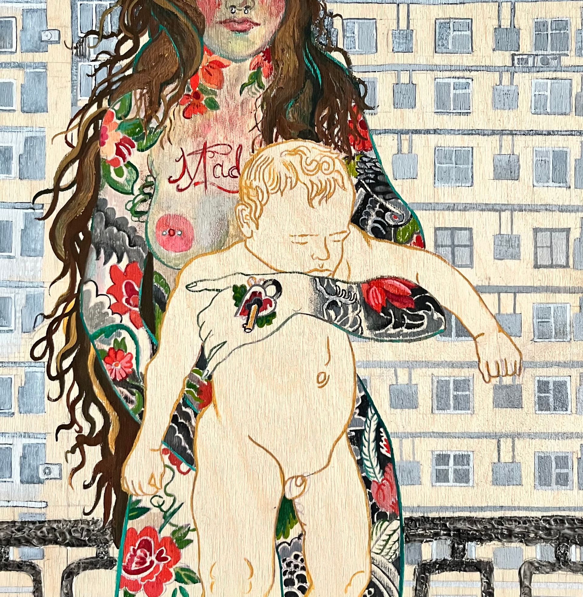 Борис Тарасов (Картина, живопись - 
                  26 x 26 см) Мадонна с окраины