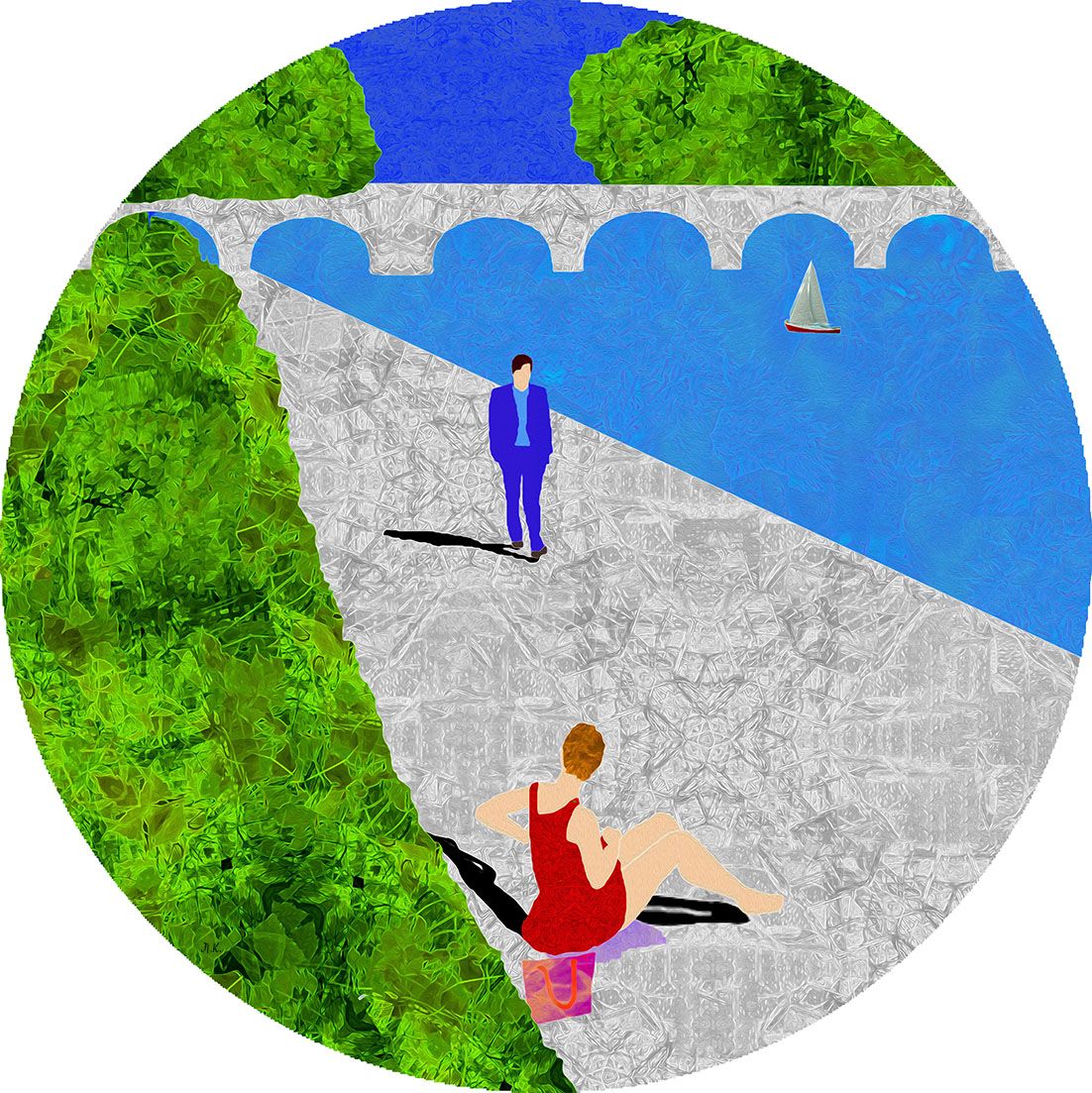 Лариса Корж (Графика цифровая (принты) - 
                  30 x 30 см) На мосту