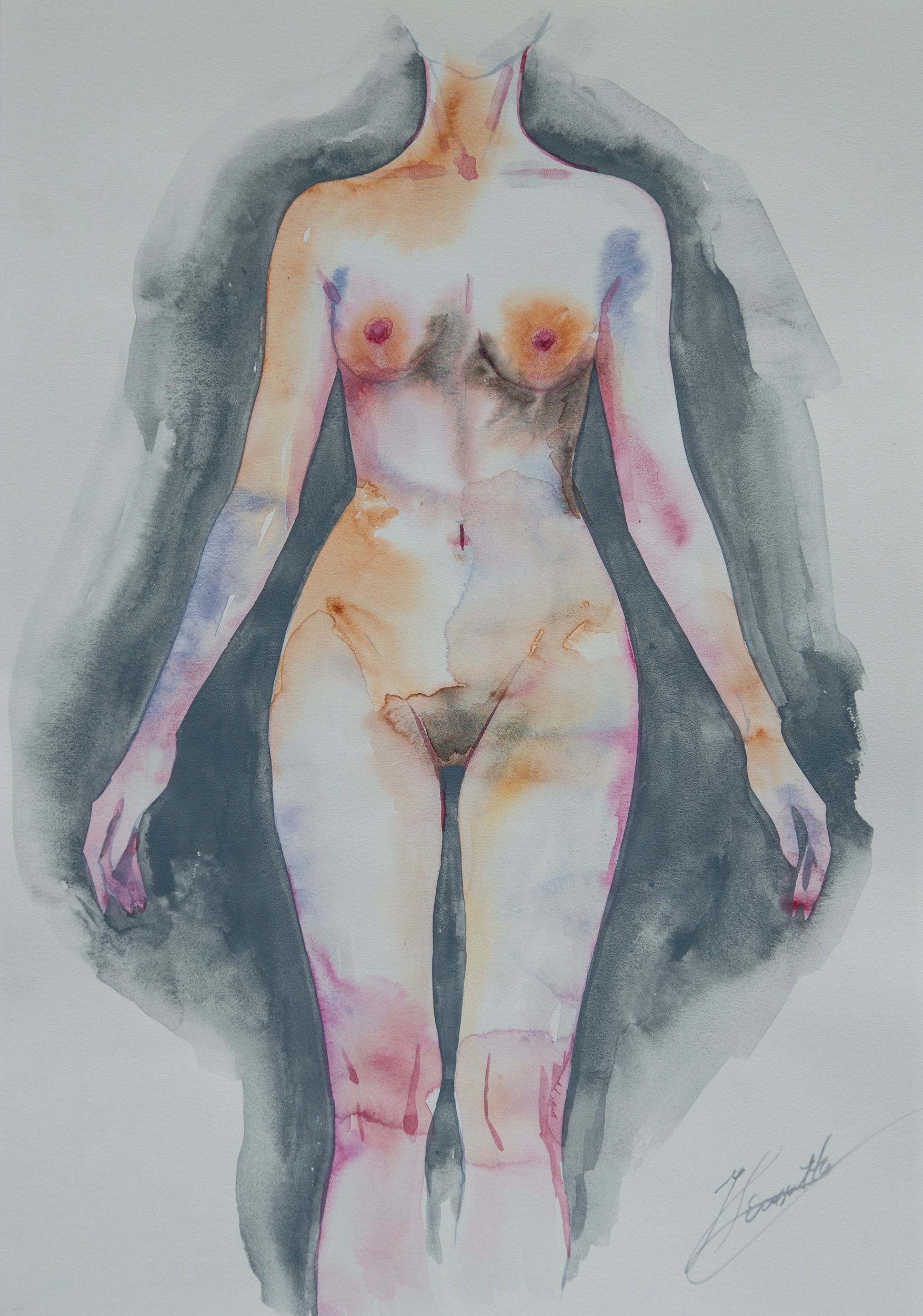 Елизавета Журавлева (Авторская графика - 
                  29 x 42 см) Осознание. Влюбленные. Двое.