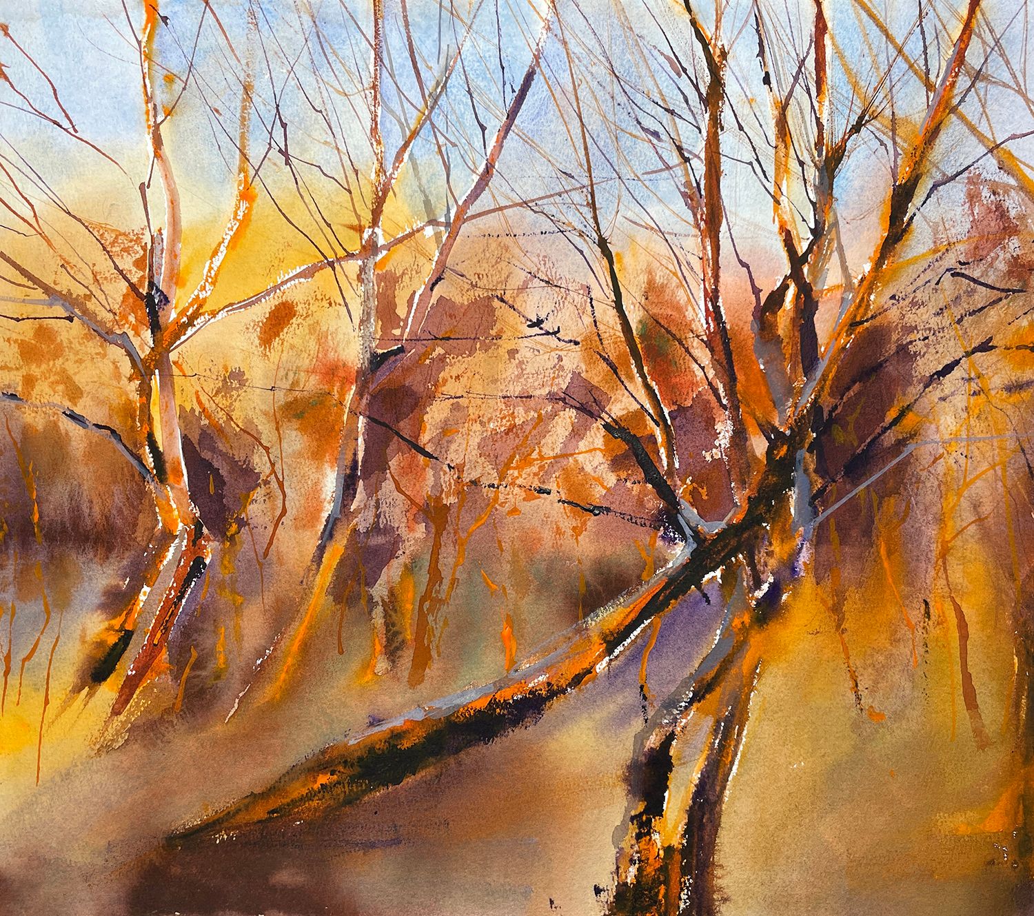 Юлия Третьякова (Авторская графика - 
                  44 x 38.5 см) Берег на закате