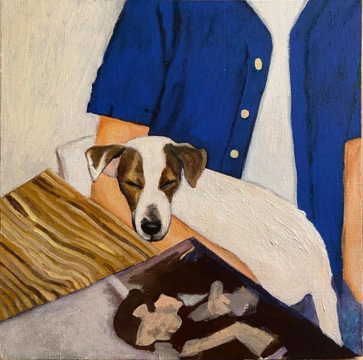 Маша Богатова (Картина, живопись - 
                  40 x 40 см) Мюррей на коленях у Ю.