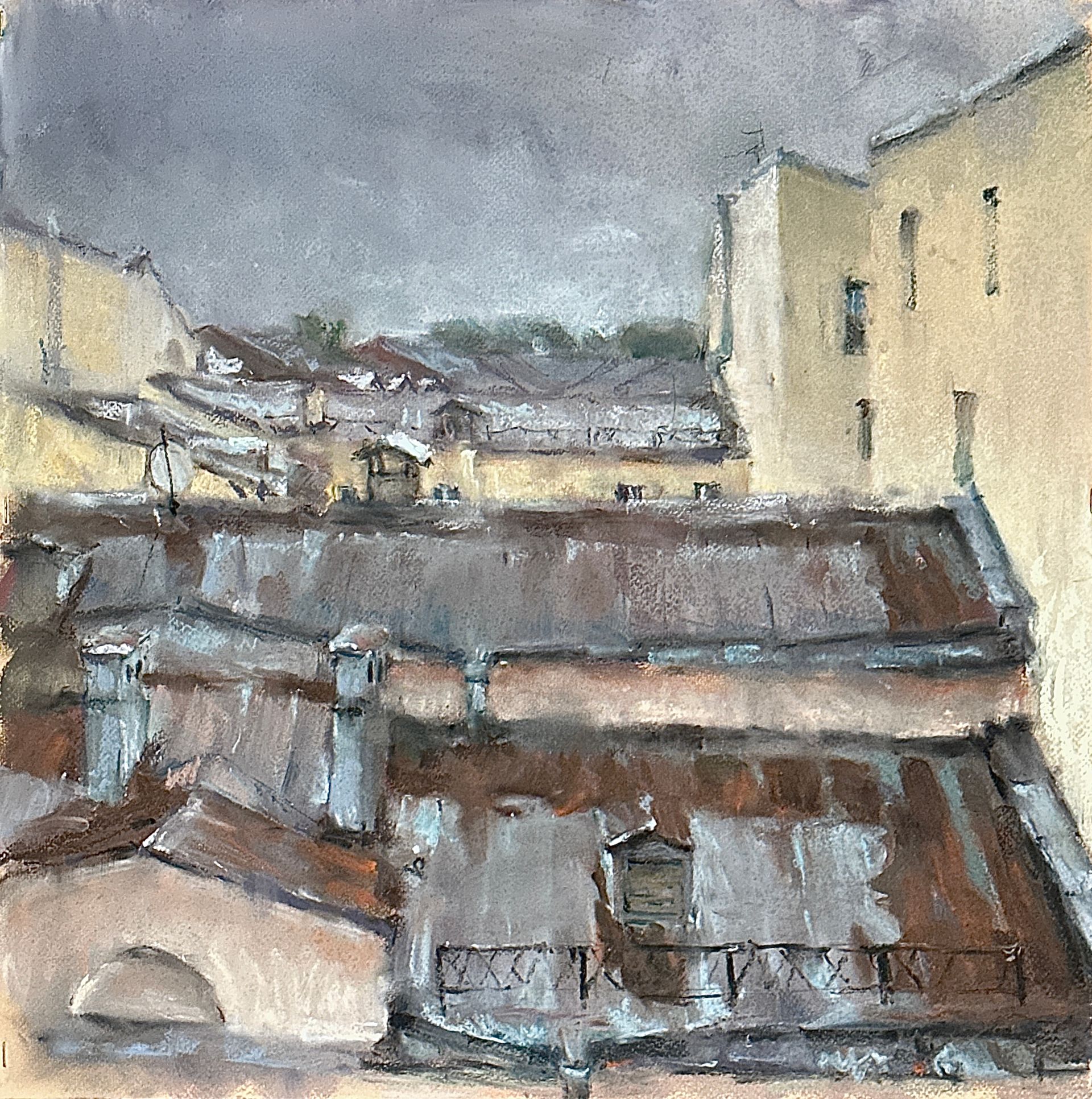 Илья Хахарев (Авторская графика - 
                  50 x 50 см) Крыши Санкт-Петербурга