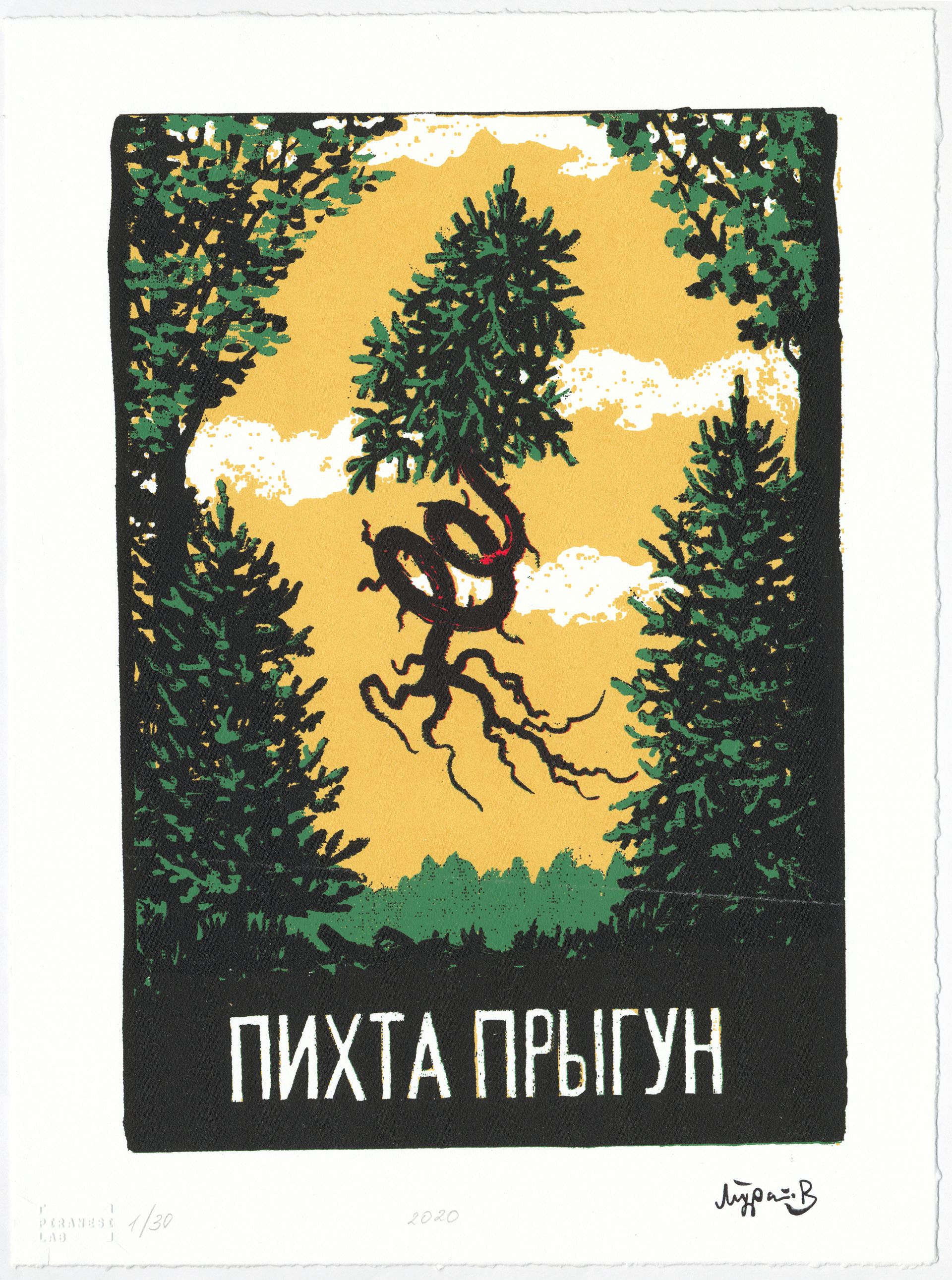 Дамир Муратов (Графика печатная - 
                  30 x 40 см) Пихта прыгун