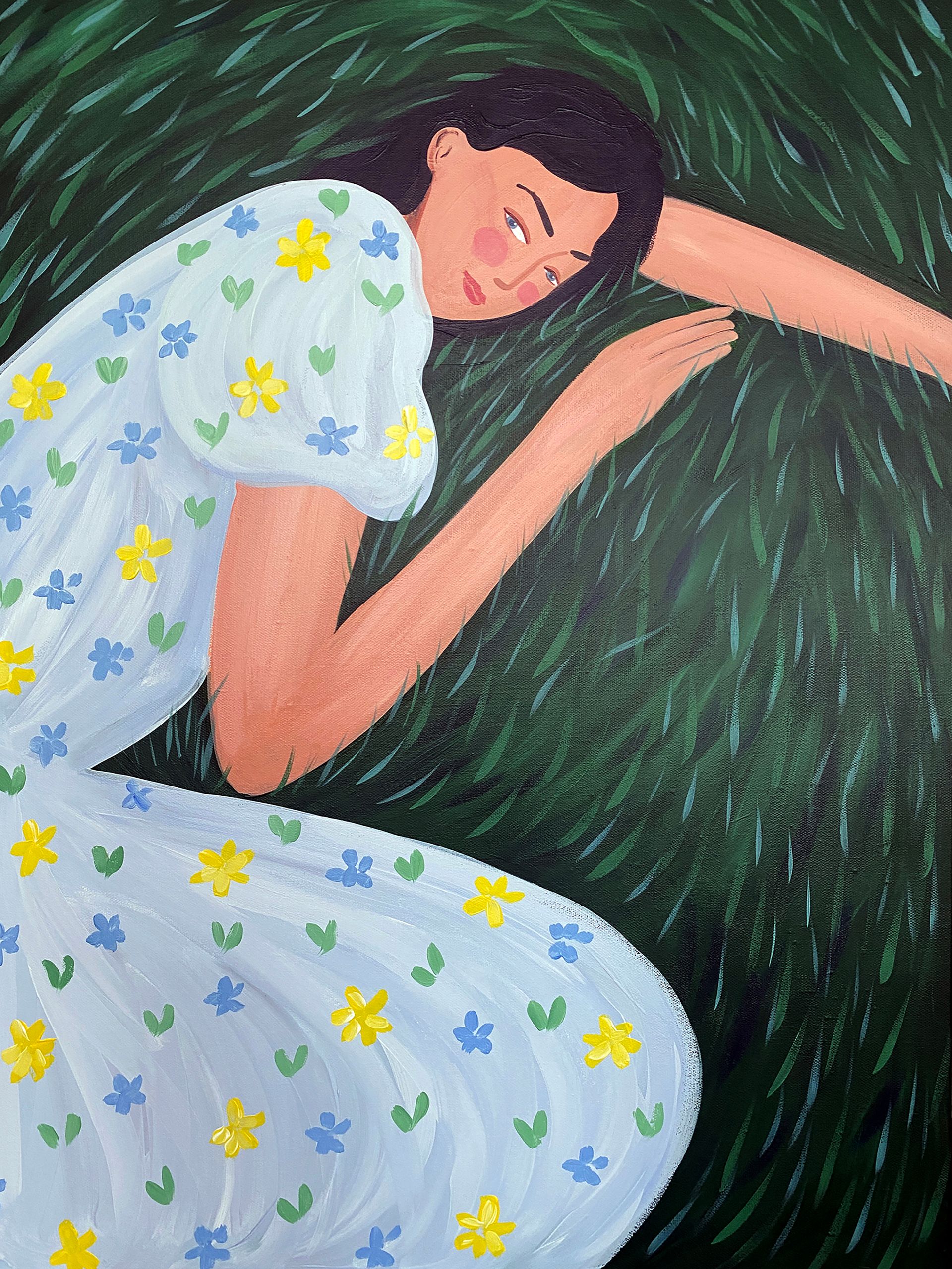 Ксения Хромцова (Картина, живопись - 
                  60 x 80 см) В цветочном платье