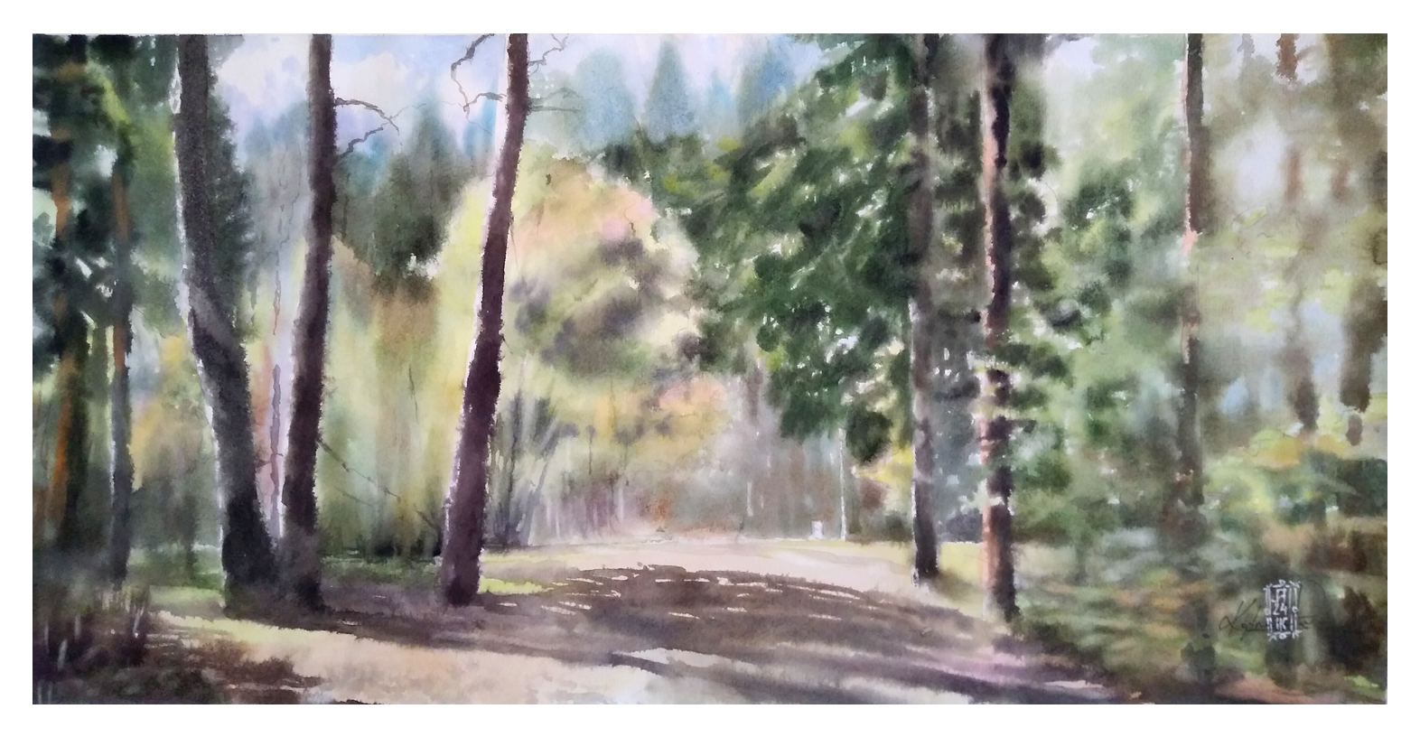 Александр Кормилицын (Авторская графика - 
                  59 x 30 см) Парк как лес